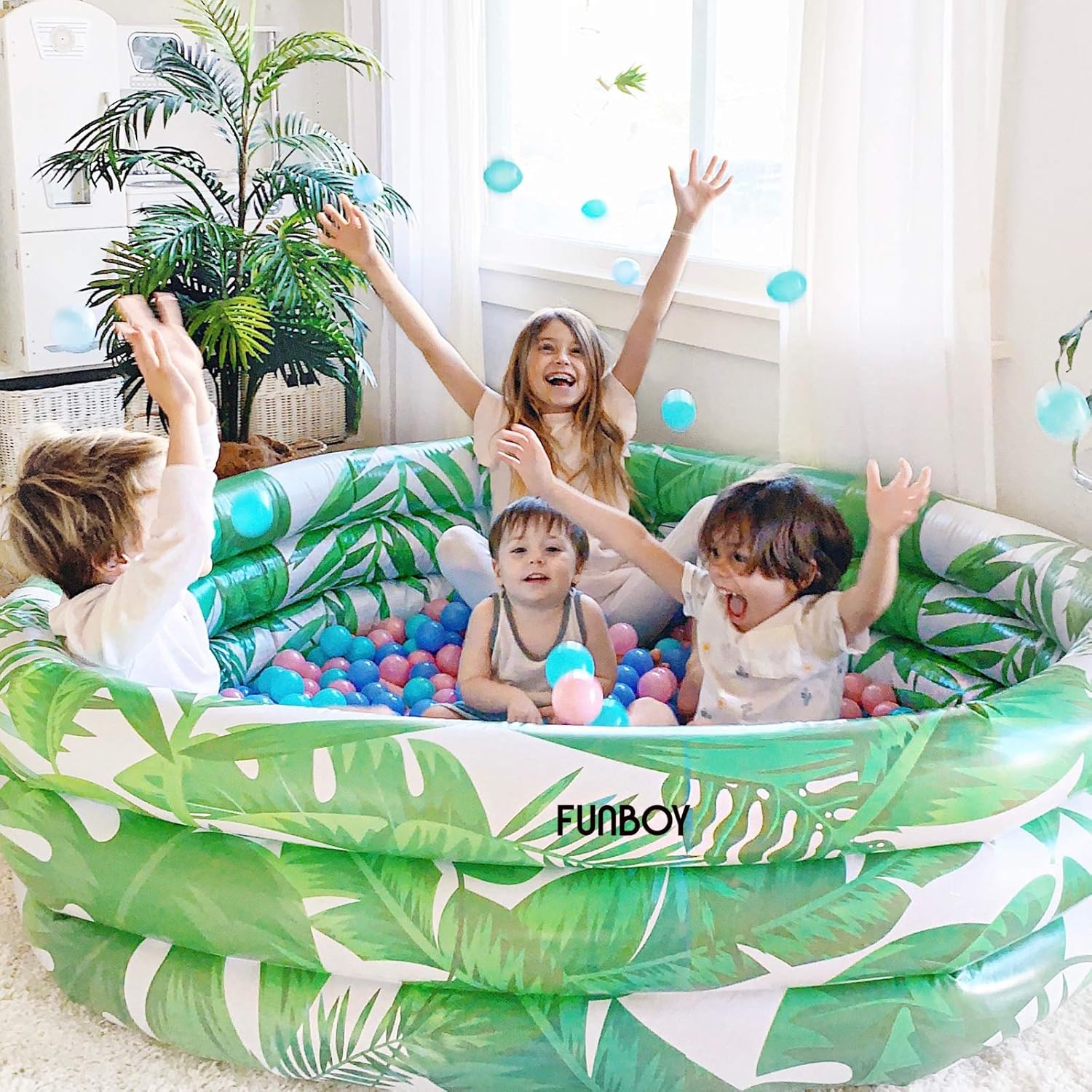 FUNBOY Giant Inflatable Luxury Tropical Palm Kiddie Pool, Year-Round Fun for Ball Pits, Swimming Pools, a Summer Pool Party and the Beach
