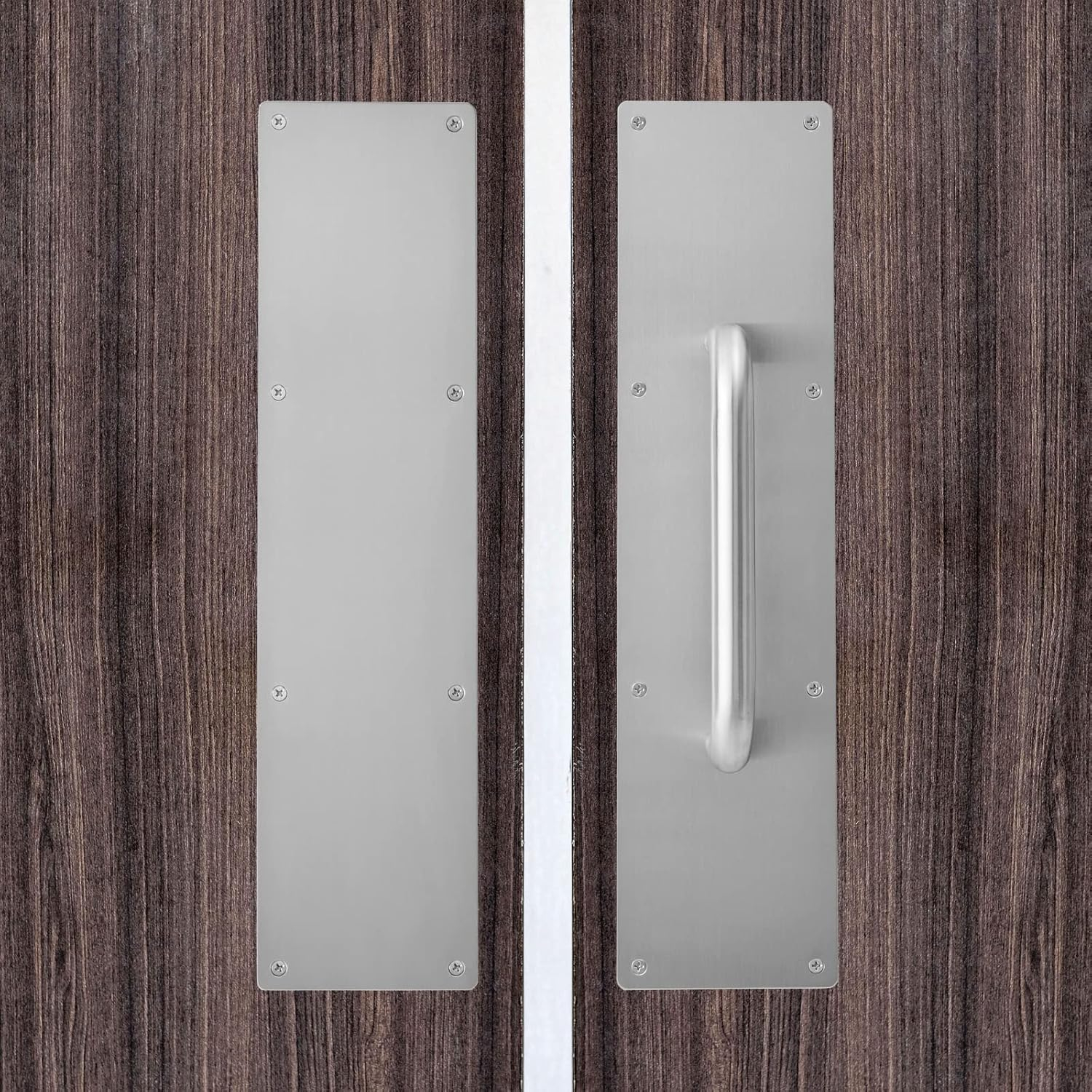 Stainless Steel Door Push Plate and Pull Handle Set with Screws, Home Office Supplies, 15.75" L x 3.8" W