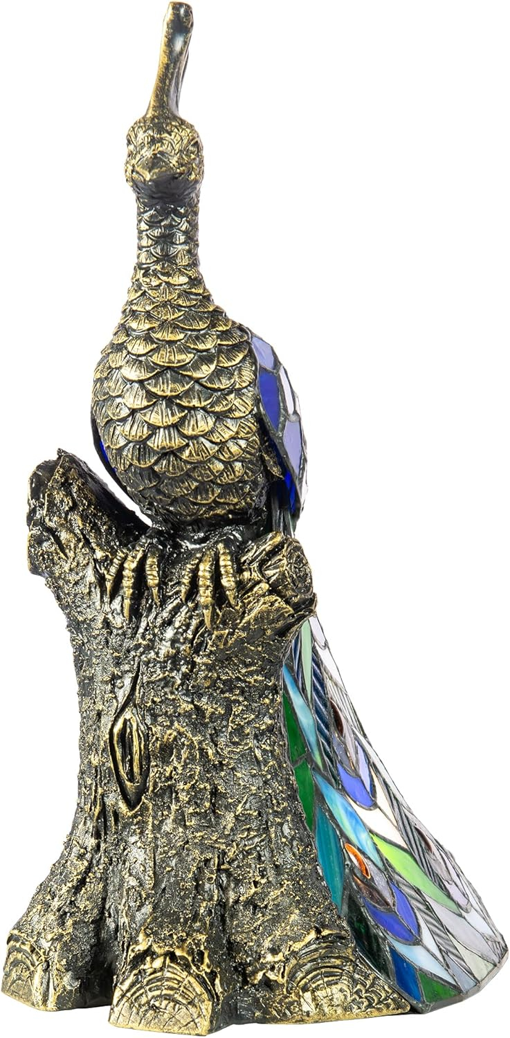 Dale Tiffany 1-Light Resin & Art Glass Accent Lamp in Bronze/Blue