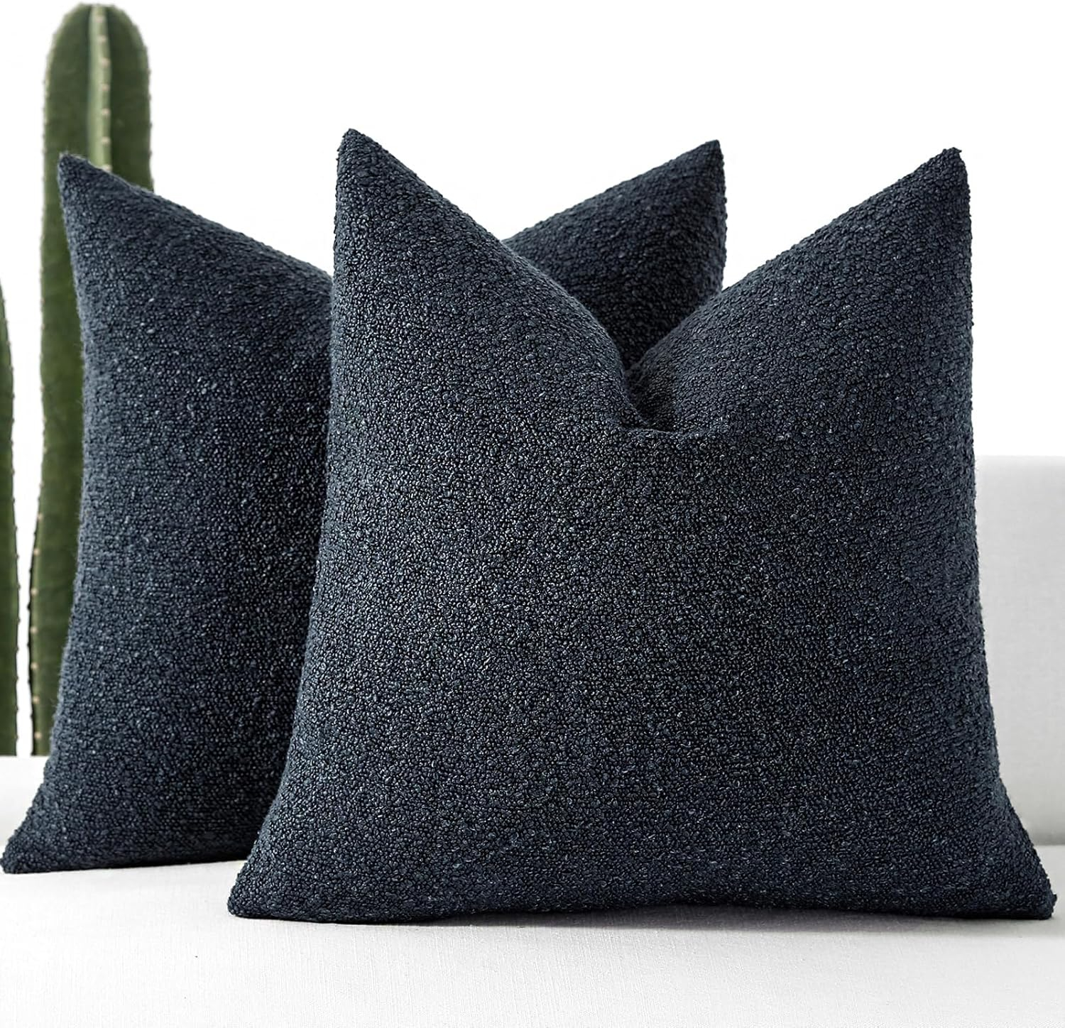 MIULEE Navy Blue Couch Pillow Covers 18x18 Inch, Set of 2 Soft Chenille Decorative Square Throw Pillow Covers Farmhouse for Sofa Living Room Bed