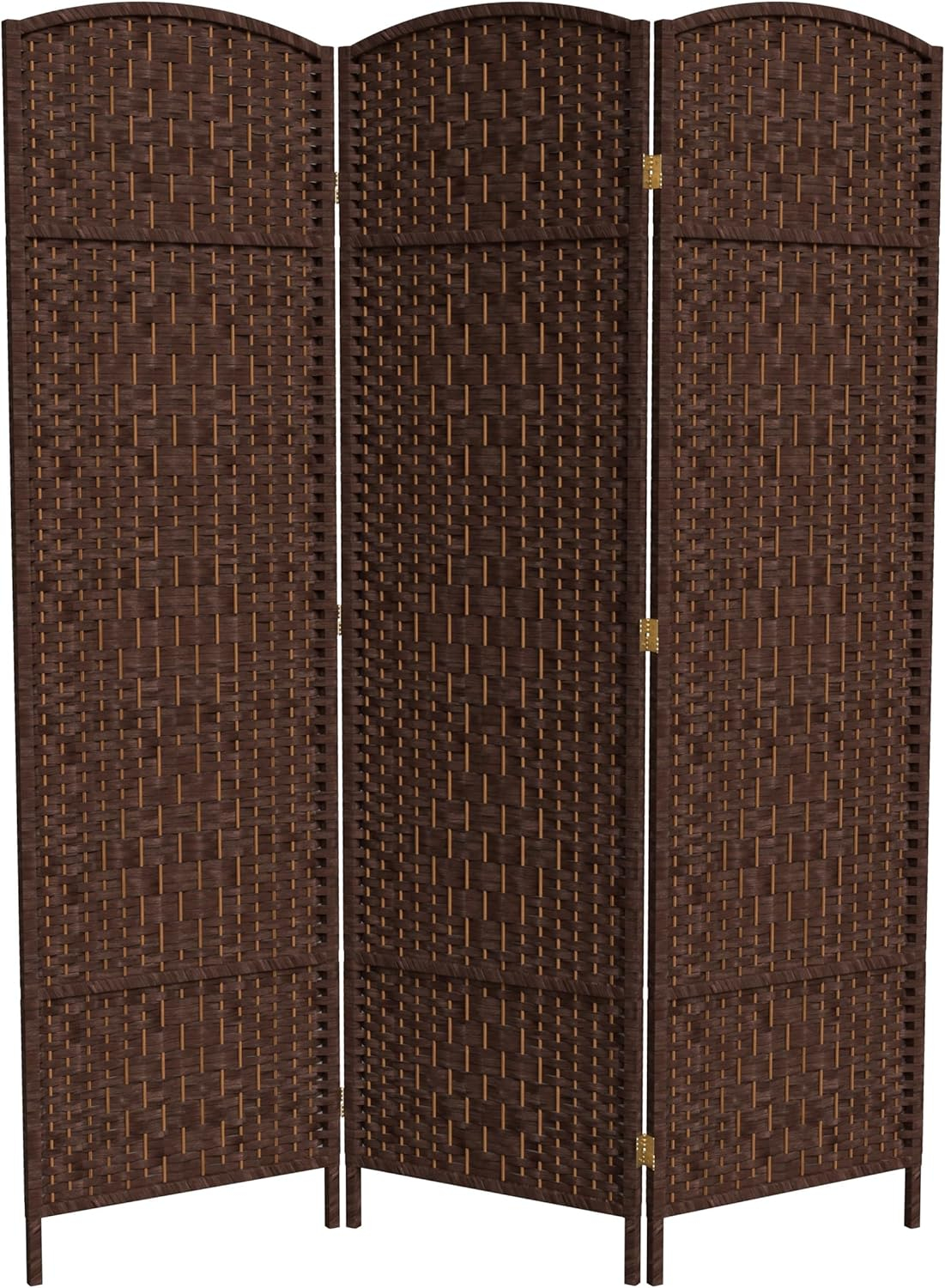 Oriental Furniture 6 ft. Tall Diamond Weave Room Divider - Dark Mocha - 3 Panel
