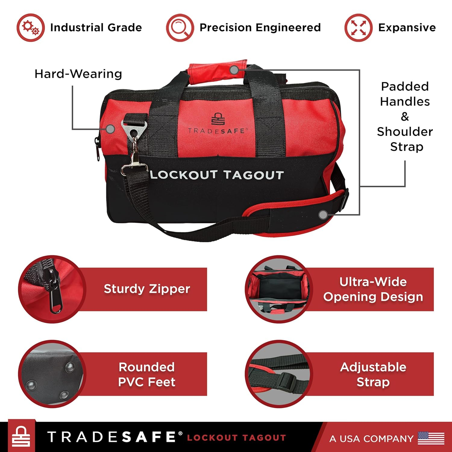 TRADESAFE Lockout Tagout Tool Carrying Bag, Unstocked Lockout Bag, 16-1/2" x 8-1/2" x 11-1/2"