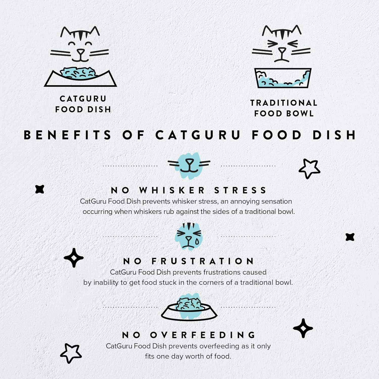 CatGuru Cat Bowls, Whisker Stress Free Cat Food Bowl, Reliefs Whisker Fatigue, Wide Cat Bowl, Non Slip Cat Food Bowls, Shallow Cat Dish, Cat Feeding & Watering Supplies (Stainless Steel)