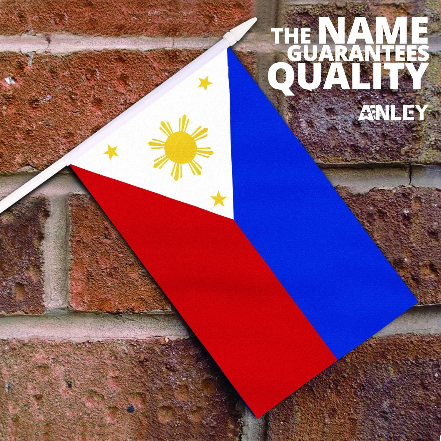 Anley Philippines Mini Flag 12 Pack - Hand Held Small Miniature Philippine Flags 5x8 Inch