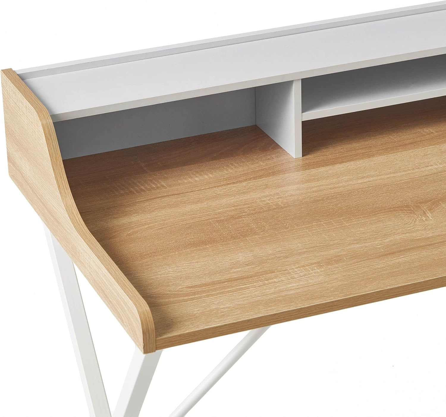 Alexandria Large White Wood Computer Desk with Document Shelf