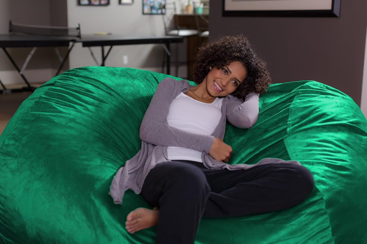 XL Royal Blue Microsuede Memory Foam Bean Bag Lounger
