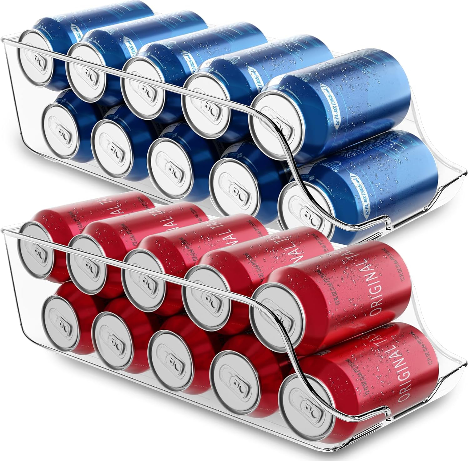 Can Organizer For Pantry (Pack of 2) - Soda Can Storage Organizer Pantry, Fridge & Freezer Organization - Holds Food & Soup Can (Clear)