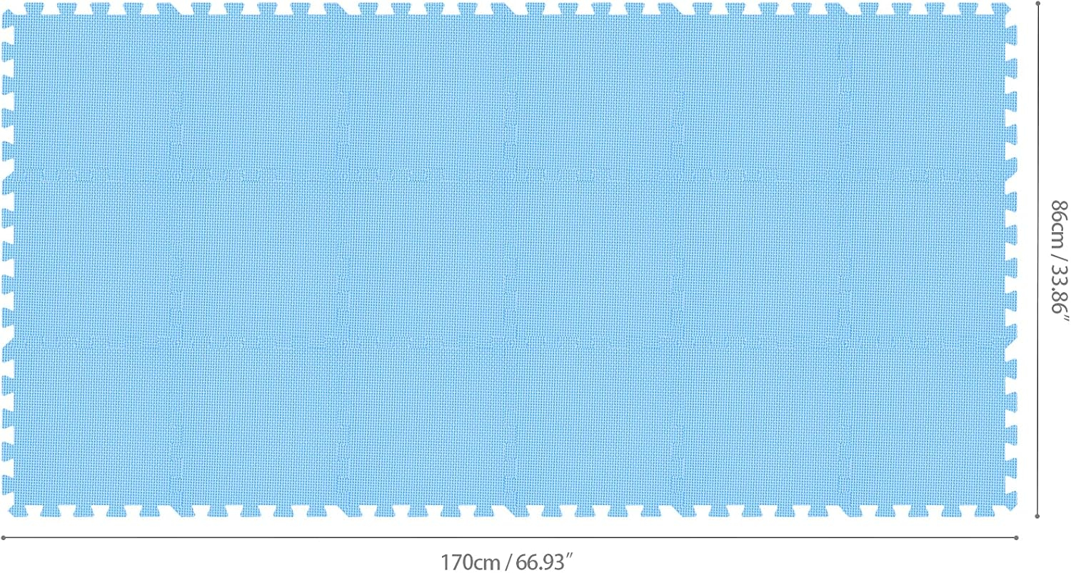 qqpp EVA Rubber 18 Tiles Interlocking Puzzle Foam Floor Mats - Baby Play Mat for Playing | Exercise Mat for Home Workout. Blue. QC-Gb18N