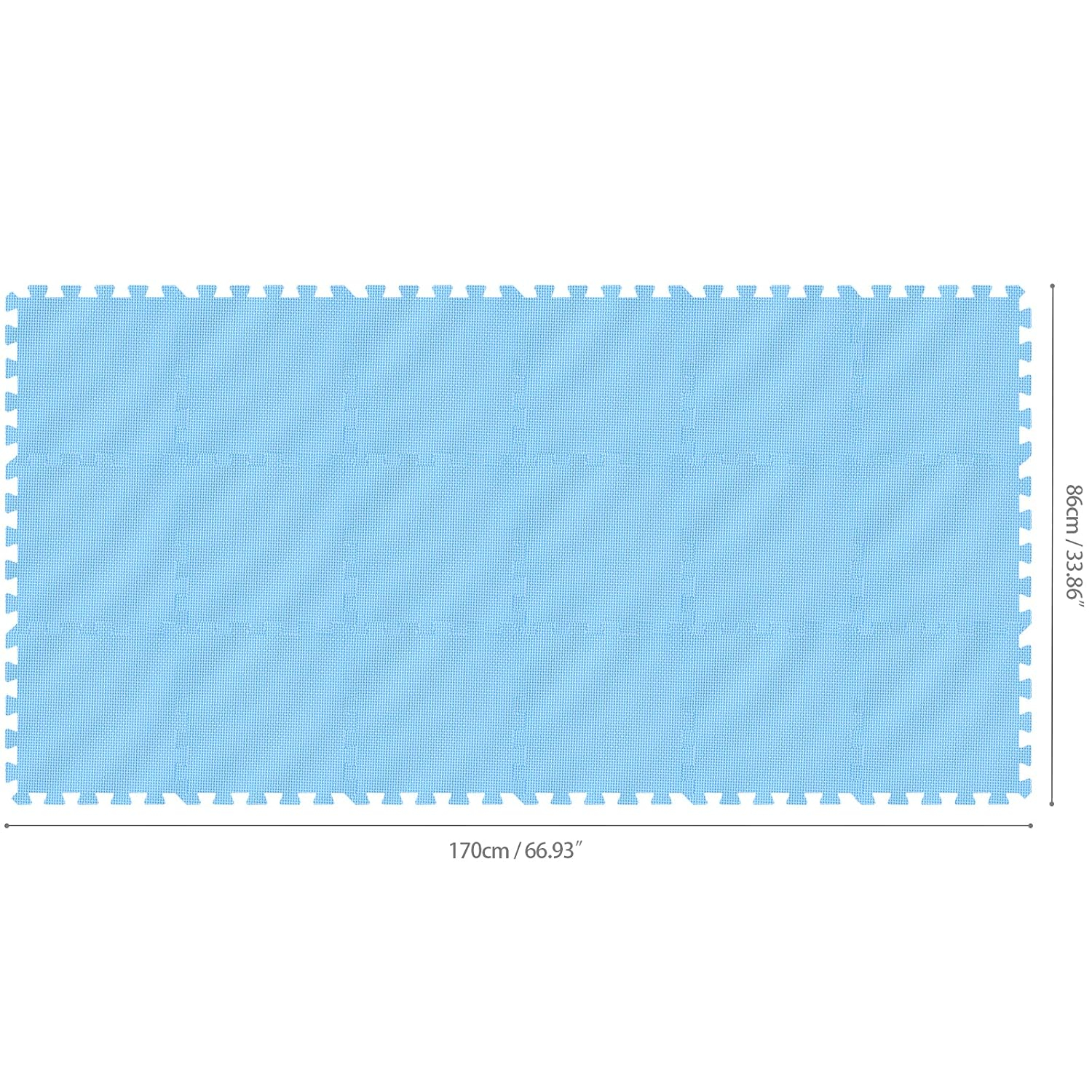 qqpp EVA Rubber 18 Tiles Interlocking Puzzle Foam Floor Mats - Baby Play Mat for Playing | Exercise Mat for Home Workout. Blue. QC-Gb18N