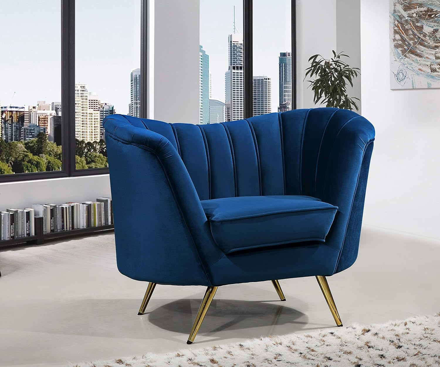 Meridian Furniture Margo Navy Velvet Chair
