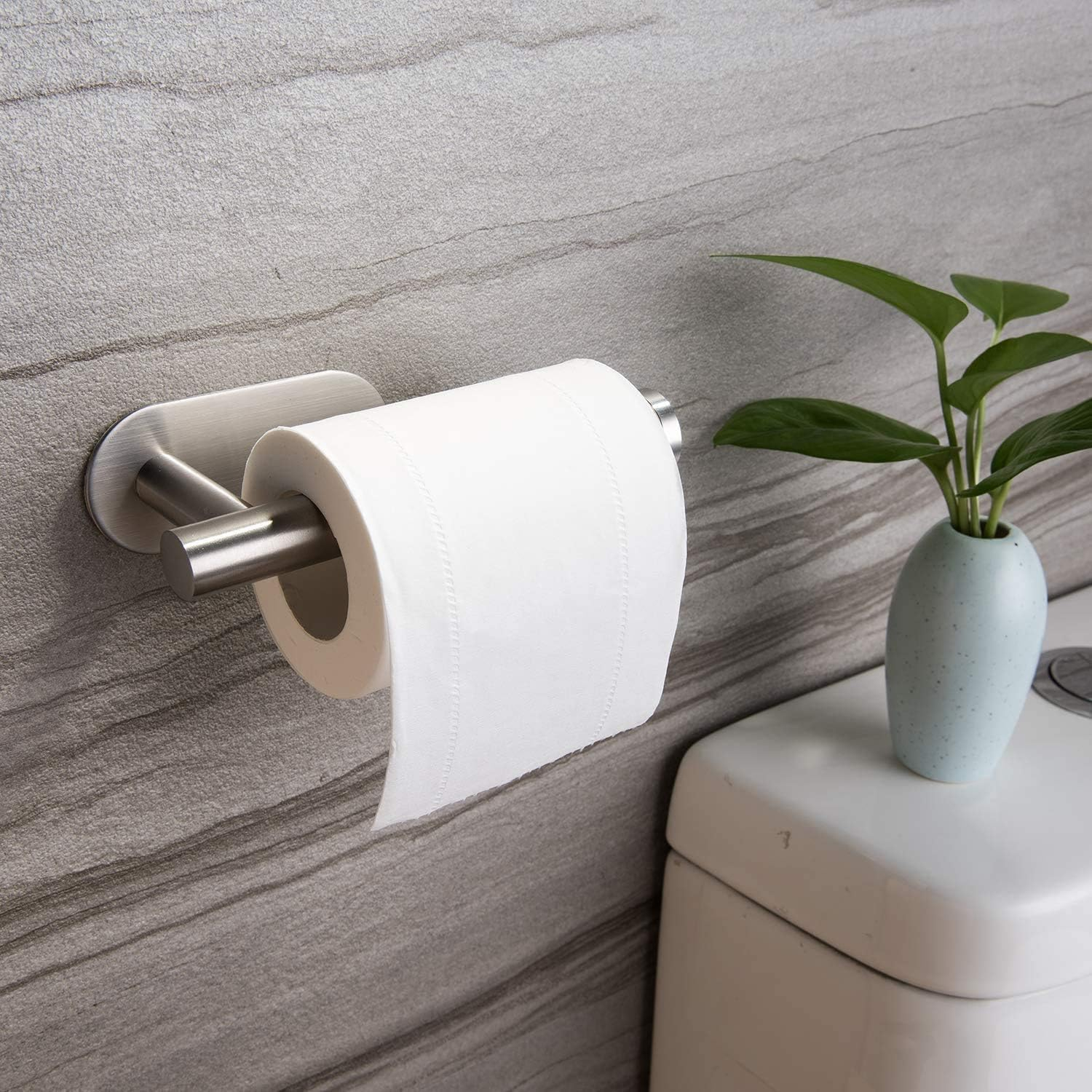 yigii toilet paper holder self adhesive - adhesive toilet roll holder no drilling for bathroom stainless steel brushed