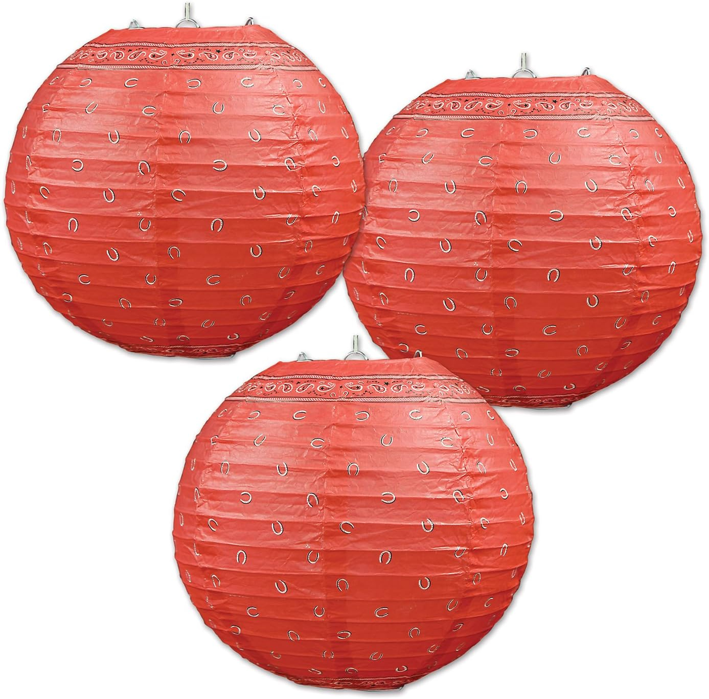 Beistle Bandana Paper Lanterns, 9.5", (3/Pkg) Multicolored