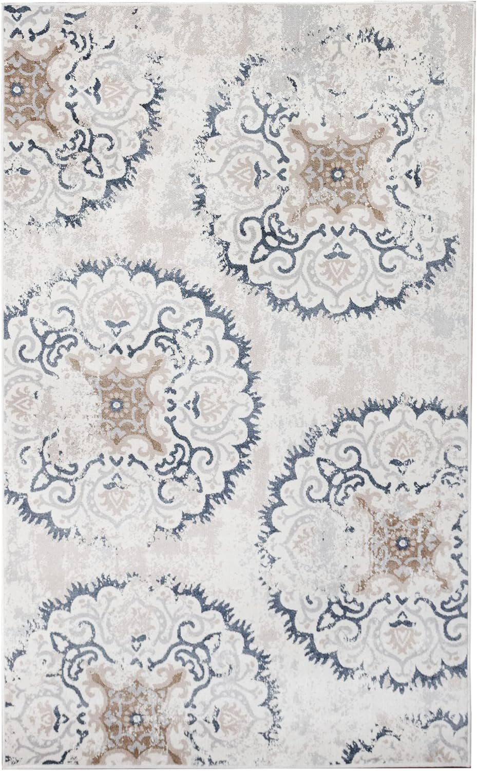 Esperanza Ivory Medallion 8' x 10' Washable Synthetic Area Rug