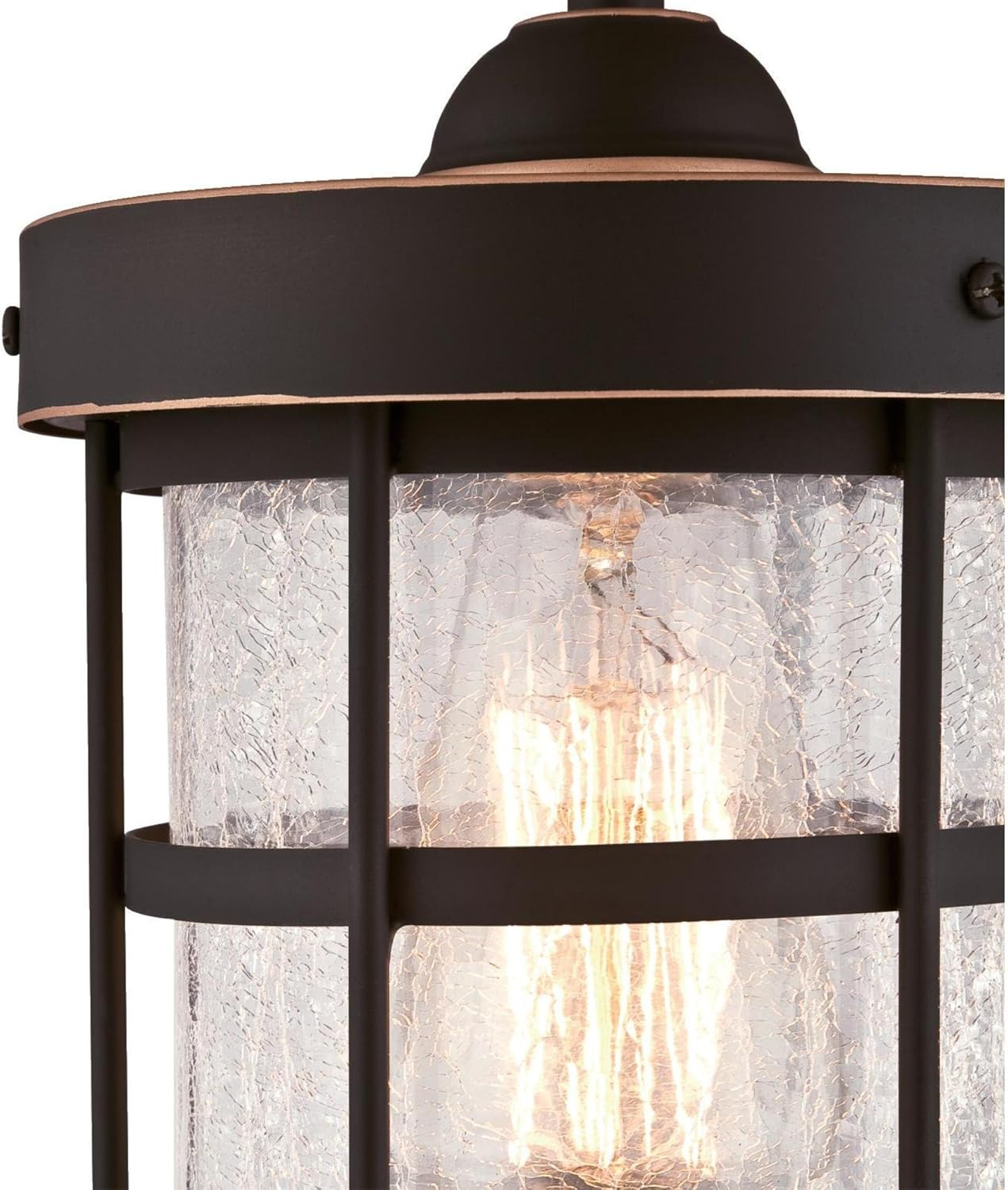 Westinghouse 6361500 Barkley One-Light Mini, Oil Rubbed Bronze Finish with Highlights and Clear Crackle Glass Indoor Pendant