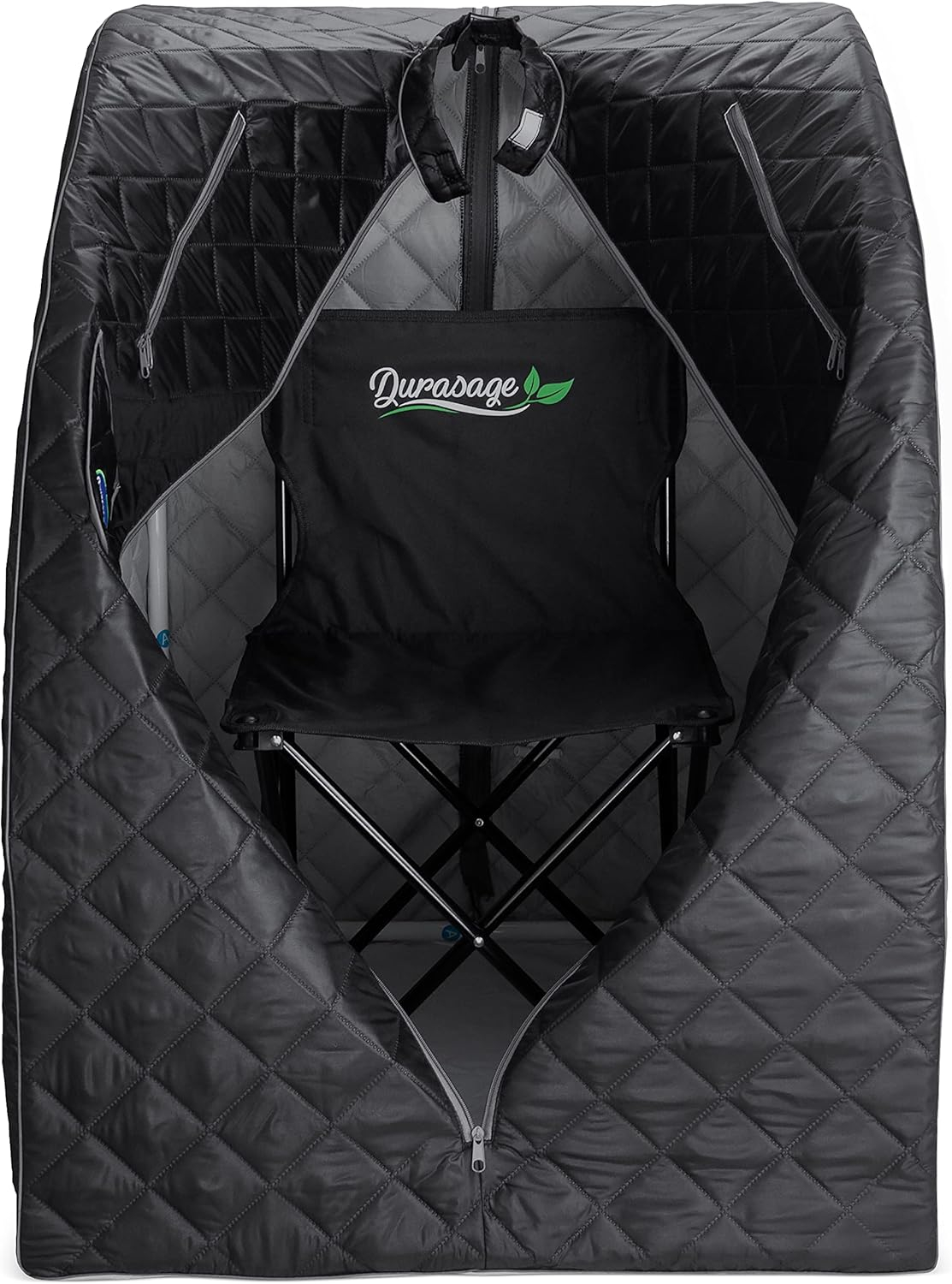 Durasage Portable Steam Sauna Spa - Relaxation at Home - 60 Minute Timer - 800 Watt Steam Generator - Chair Included - Dark Gray