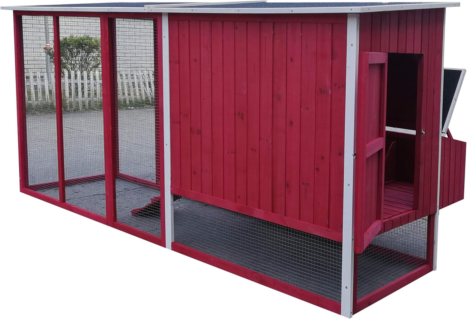 87" Red Fir Wood Chicken Coop with Nesting Box and Ramp