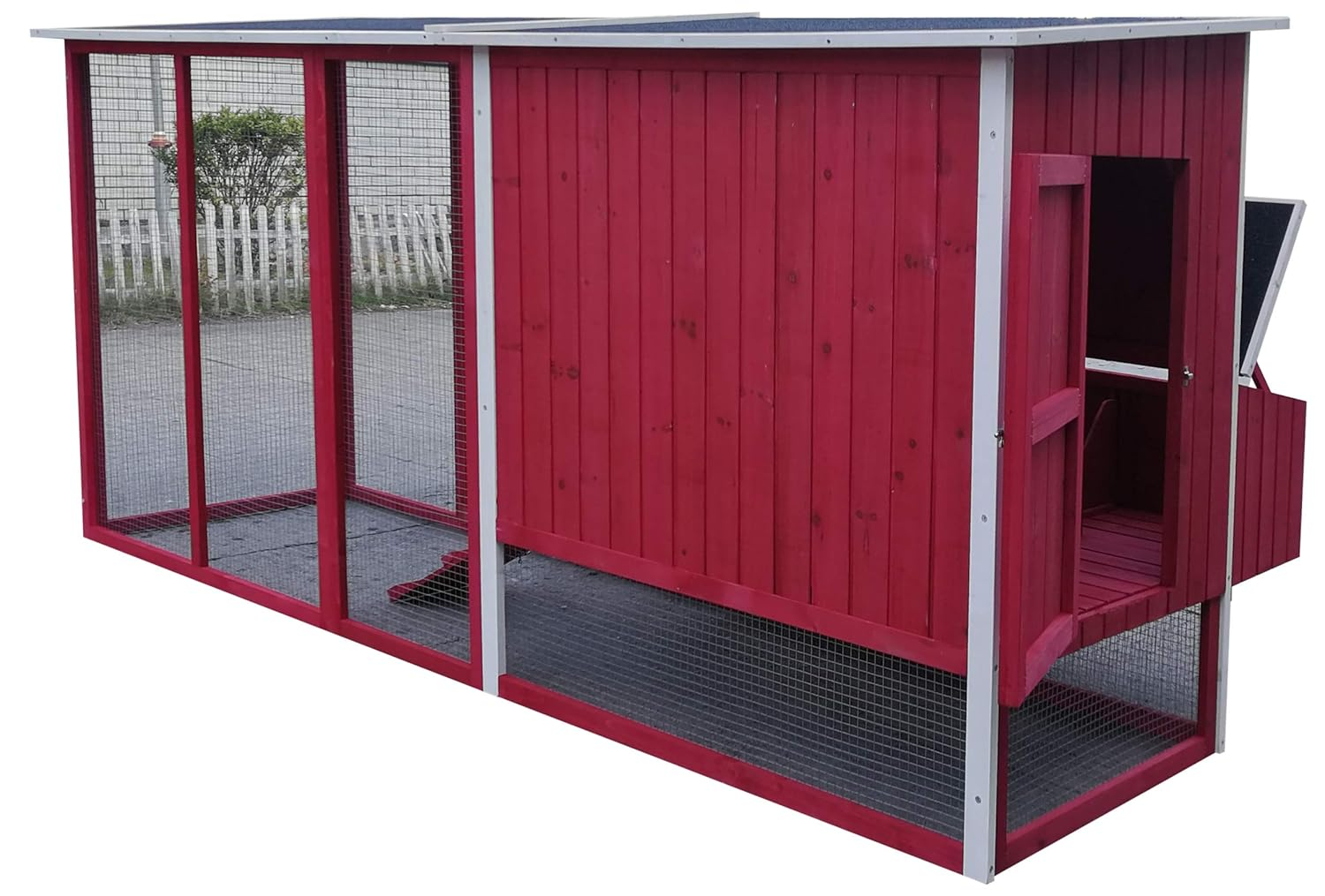 87" Red Fir Wood Chicken Coop with Nesting Box and Ramp