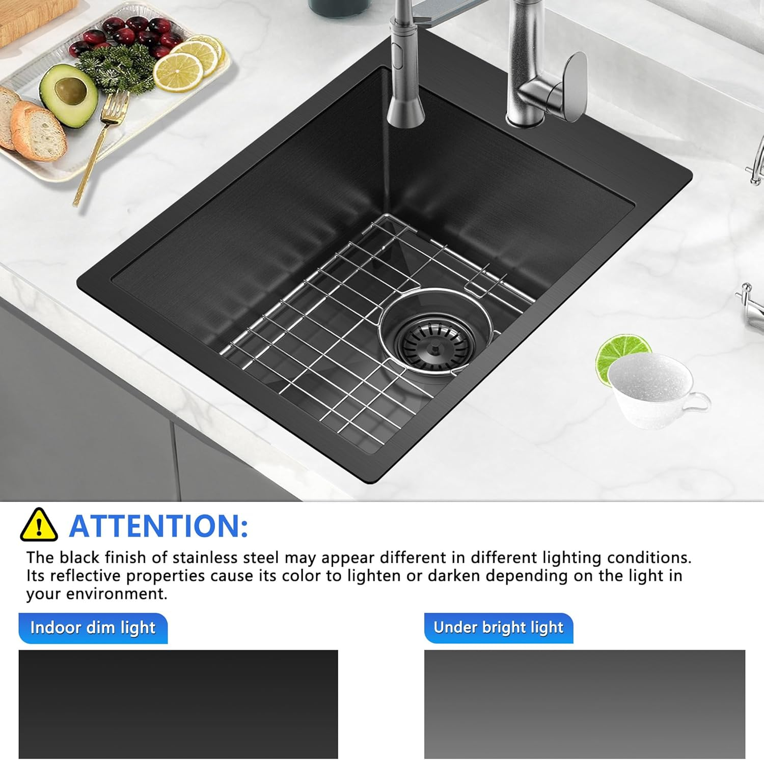 15x20 Inch Drop In Bar Sink Black, 15 Inch Gunmetal Black Small Kitchen Sink 18 Gauge Single Bowl Topmount Stainless Steel Wet Bar Sink with Basket Strainer Drain & Bottom Grid