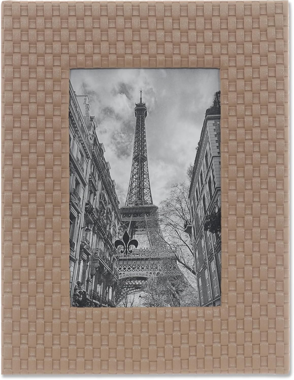 Lawrence Frames Vegan Leather Picture Frame, Weave Design, 4x6, Cashmere