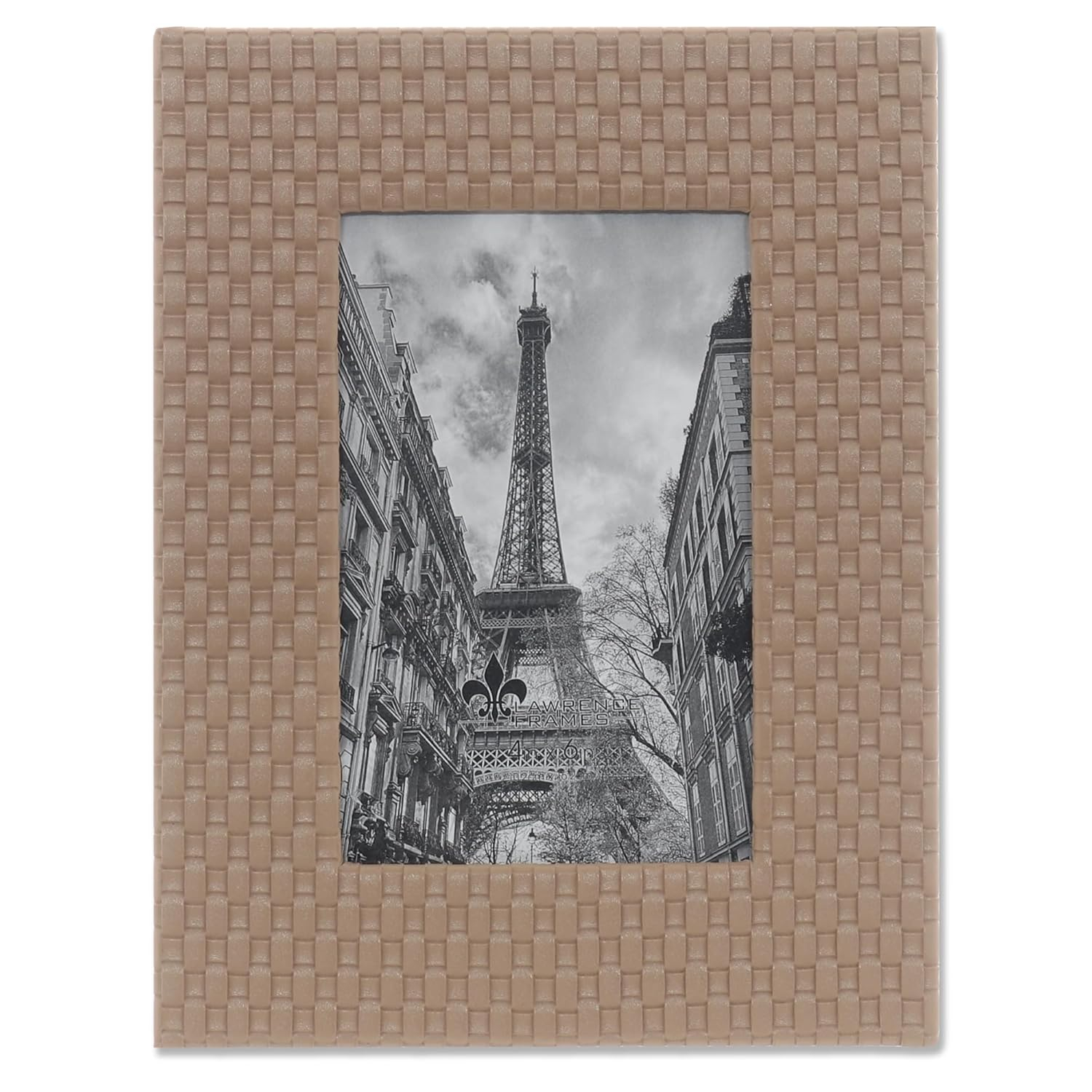 Lawrence Frames Vegan Leather Picture Frame, Weave Design, 4x6, Cashmere