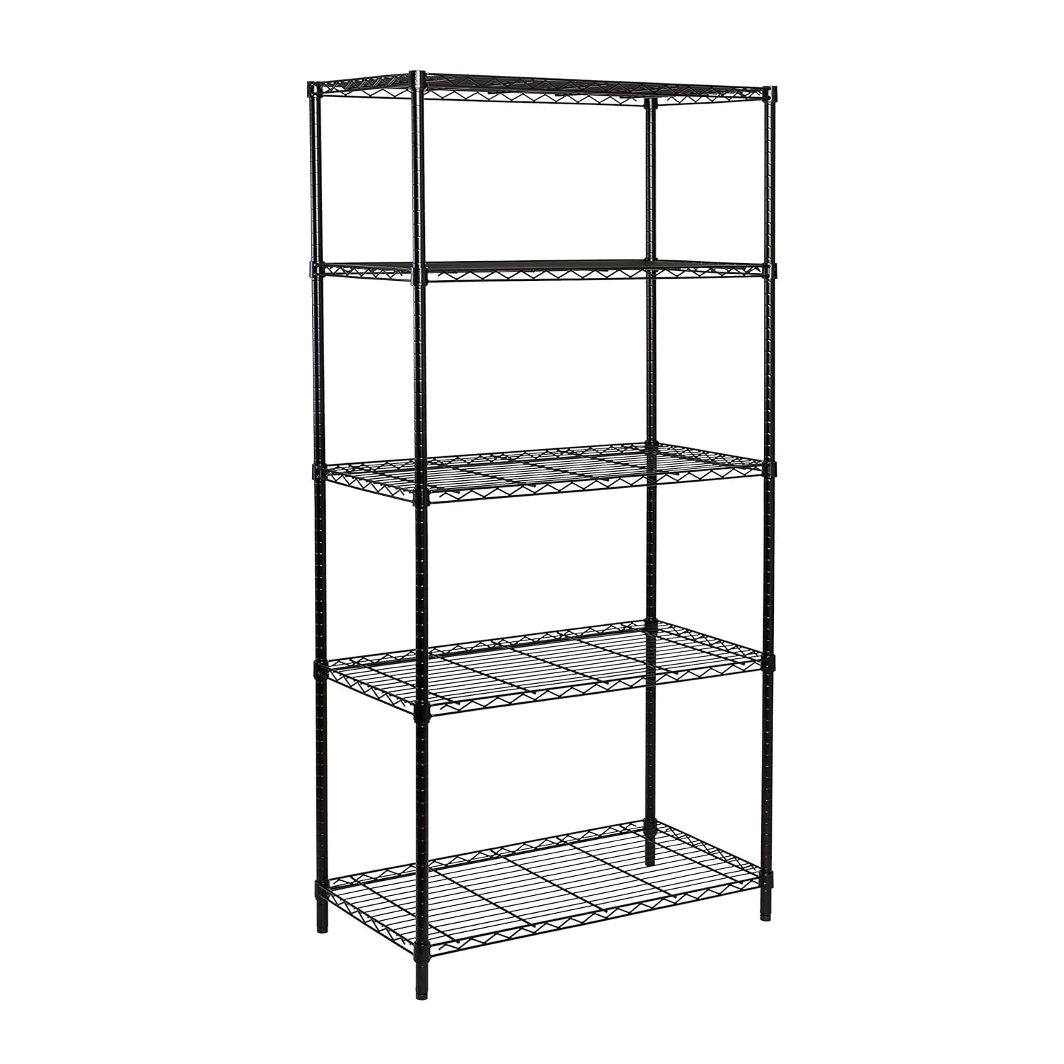 Honey-Can-Do 5-Shelf Steel Adjustable Storage Shelves, Black, Holds up to 350 lb per Shelf