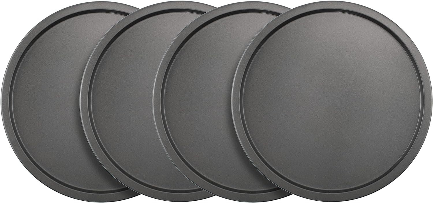 GoodCook Set of 4 Nonstick Steel 10" Personal Pizza Pans Set, Gray