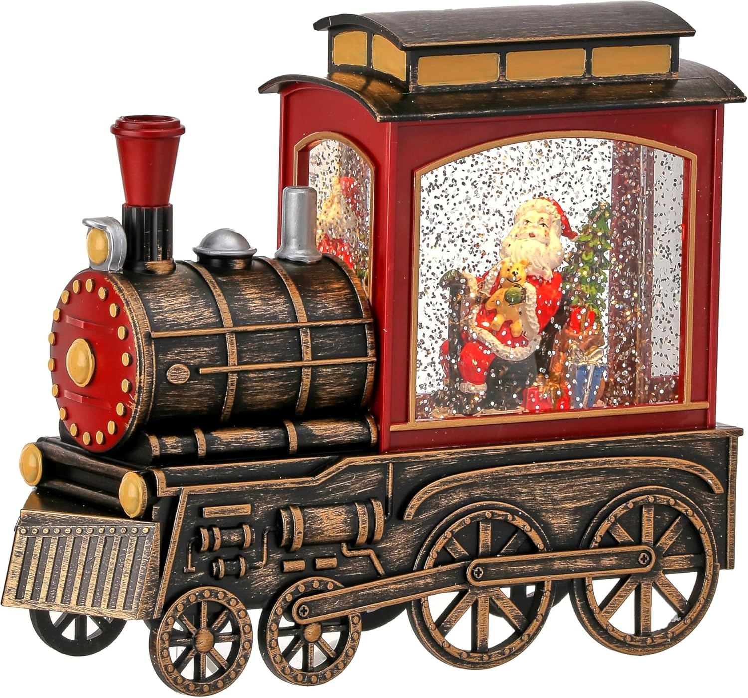 Regency International LED Battery/Timer USB Santa Train Water Globe 9-inch, Multicolor, Holiday Home Decor