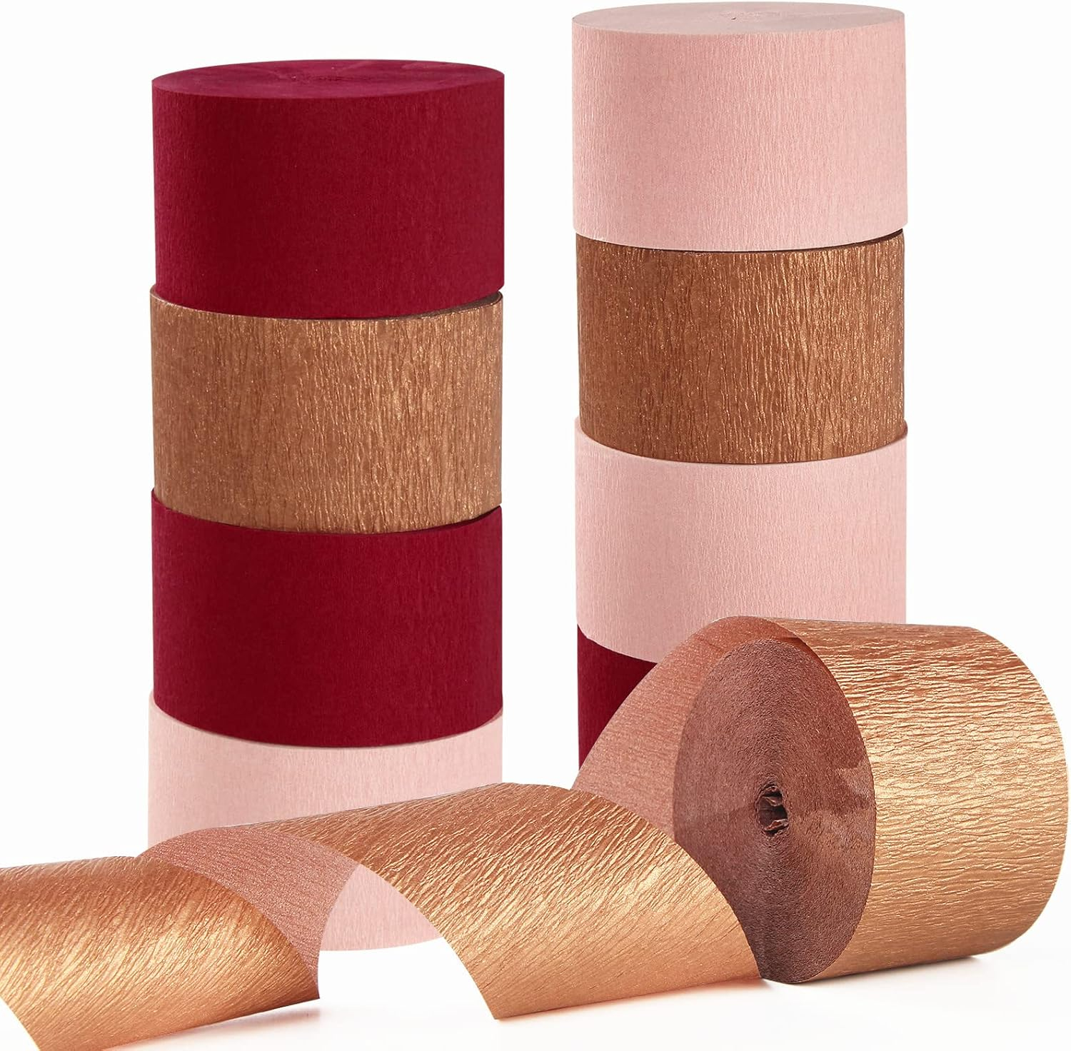 Rose-Gold Pink Burgundy-Red Party-Decorations Streamers - 9 Rolls Valentines Mothers Day Crepe Paper Streamer Garland Birthday Bachelorette Bridal Shower Engagement Wedding Brunch Decoration Panduola