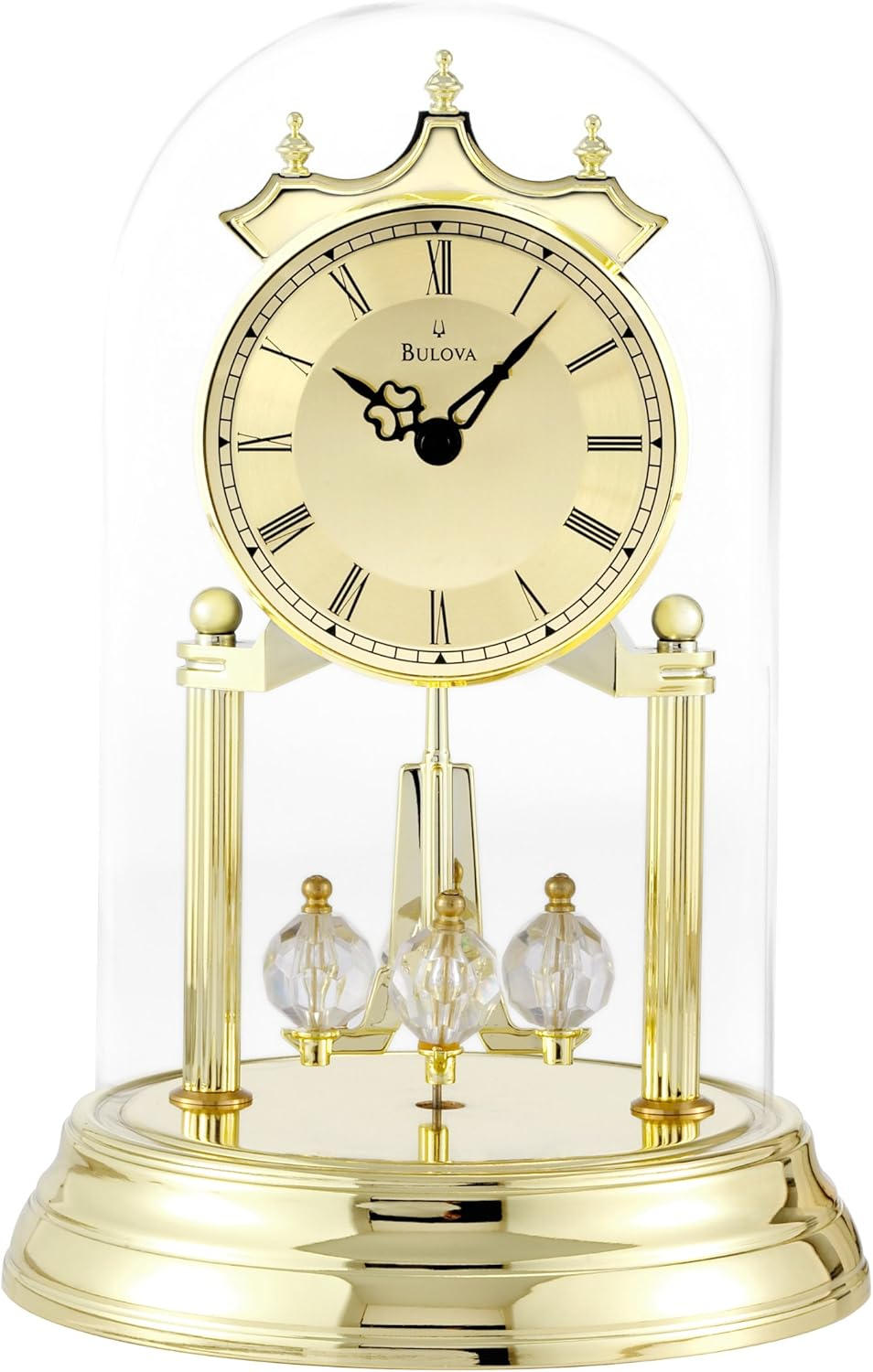 Bulova Clocks Tristan I Brass Finish and Glass Dome Clock
