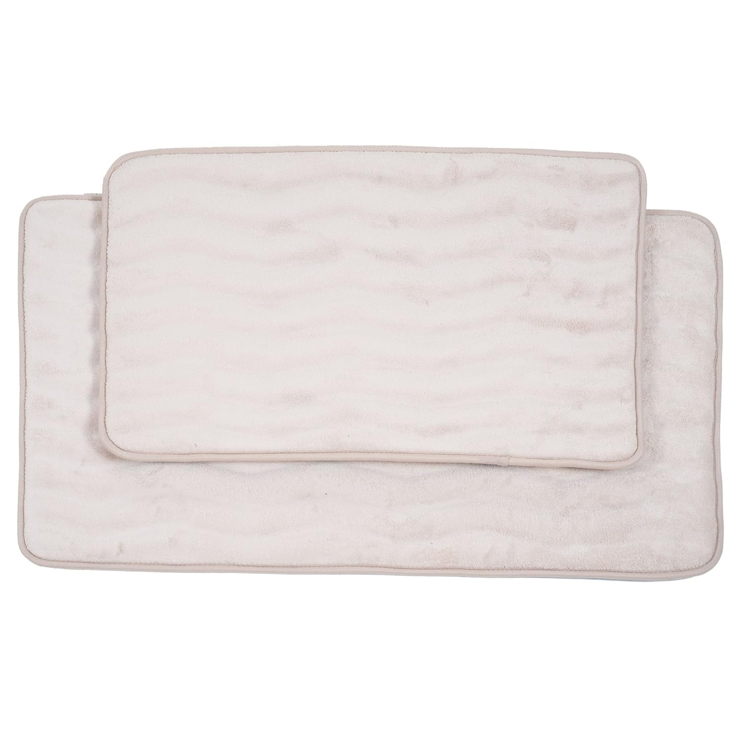 Ivory Memory Foam Bath Rug Set with Non-Slip Backing