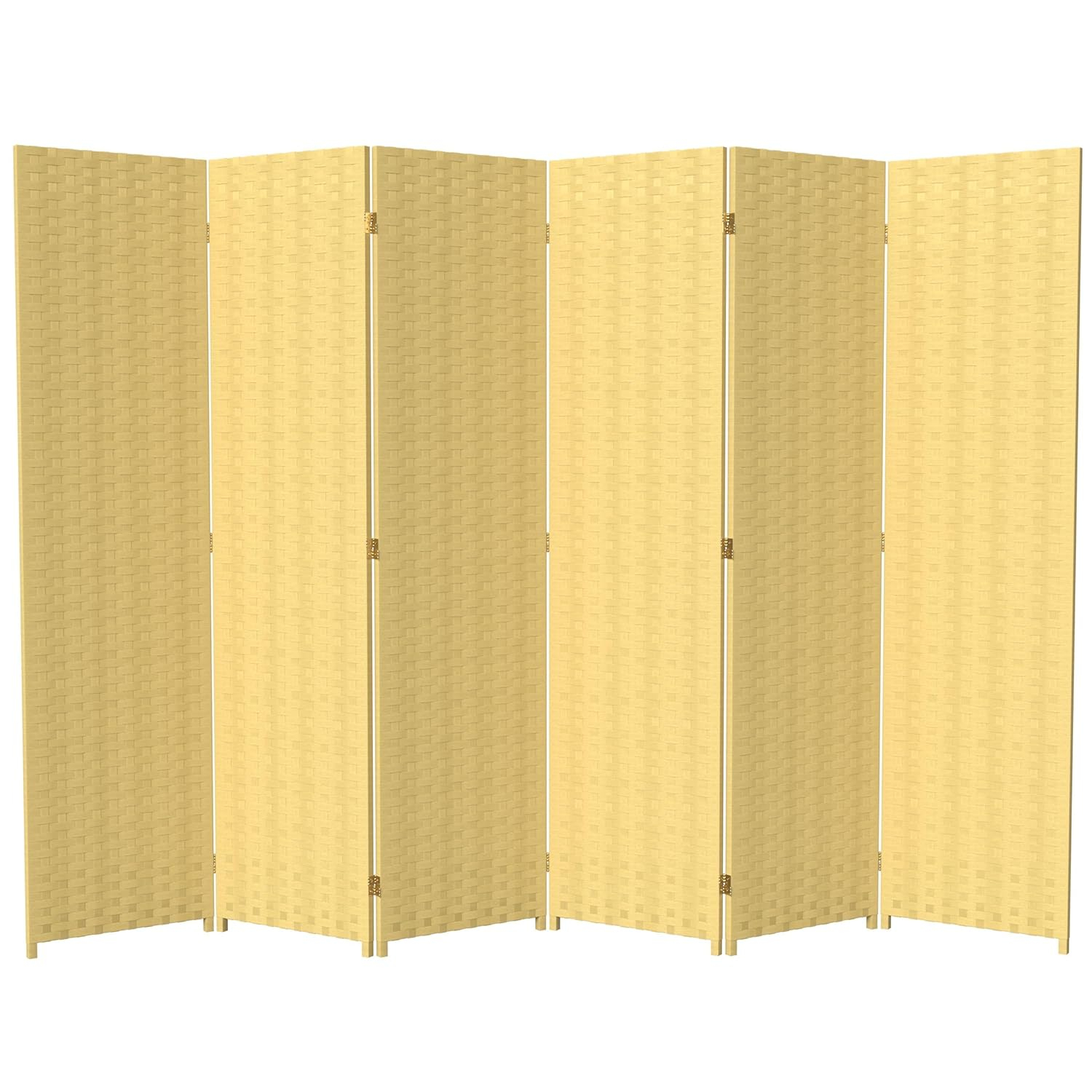 Handmade Woven Fiber 6-panel 6-foot Frameless Room Divider (China) Dark Beige