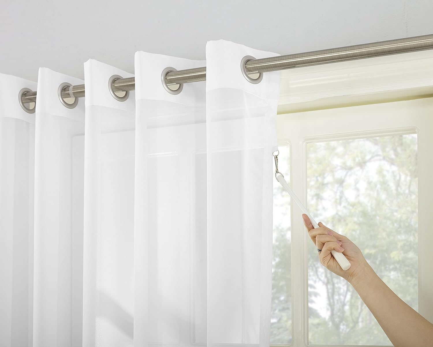 No. 918 Emily Extra-Wide Sheer Voile Sliding Door Patio Curtain Panel, 100"x84", White