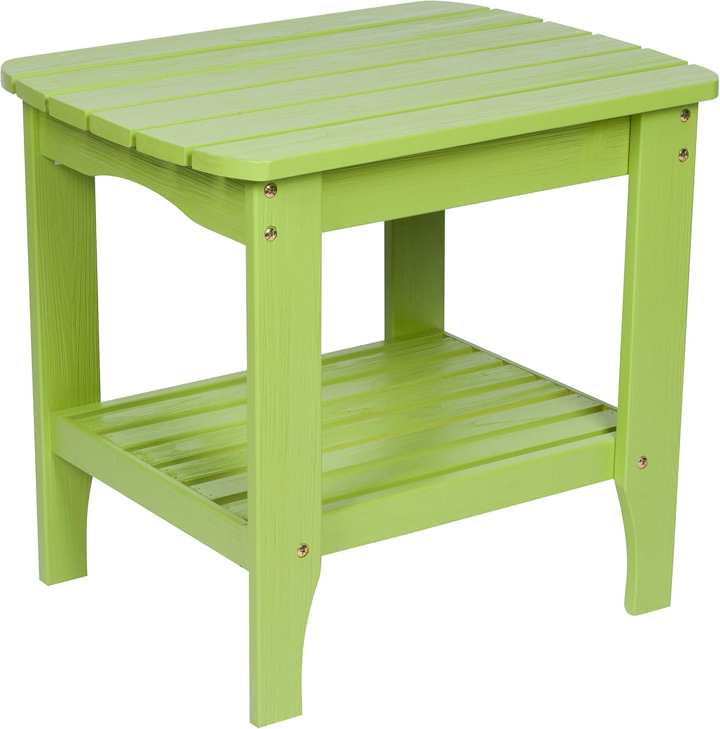 Shine Company Rectangular Traditional Wood Indoor/Outdoor Side Table in Green