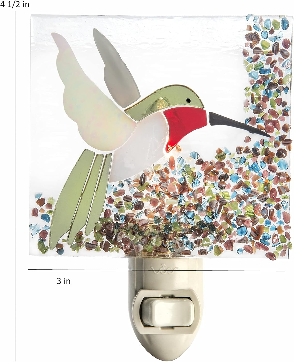 Stained Glass Night Light, Hummingbird, Outdoor, Plug in nightlight for Bedroom/Bathroom/den/Hallway Home Decor NTL 225-2