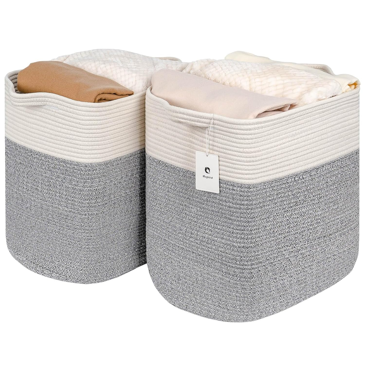Hamper Toy Storage Collapsible Laundry Bin, Medium Fabric Organizer, 2pack - Silver Gray