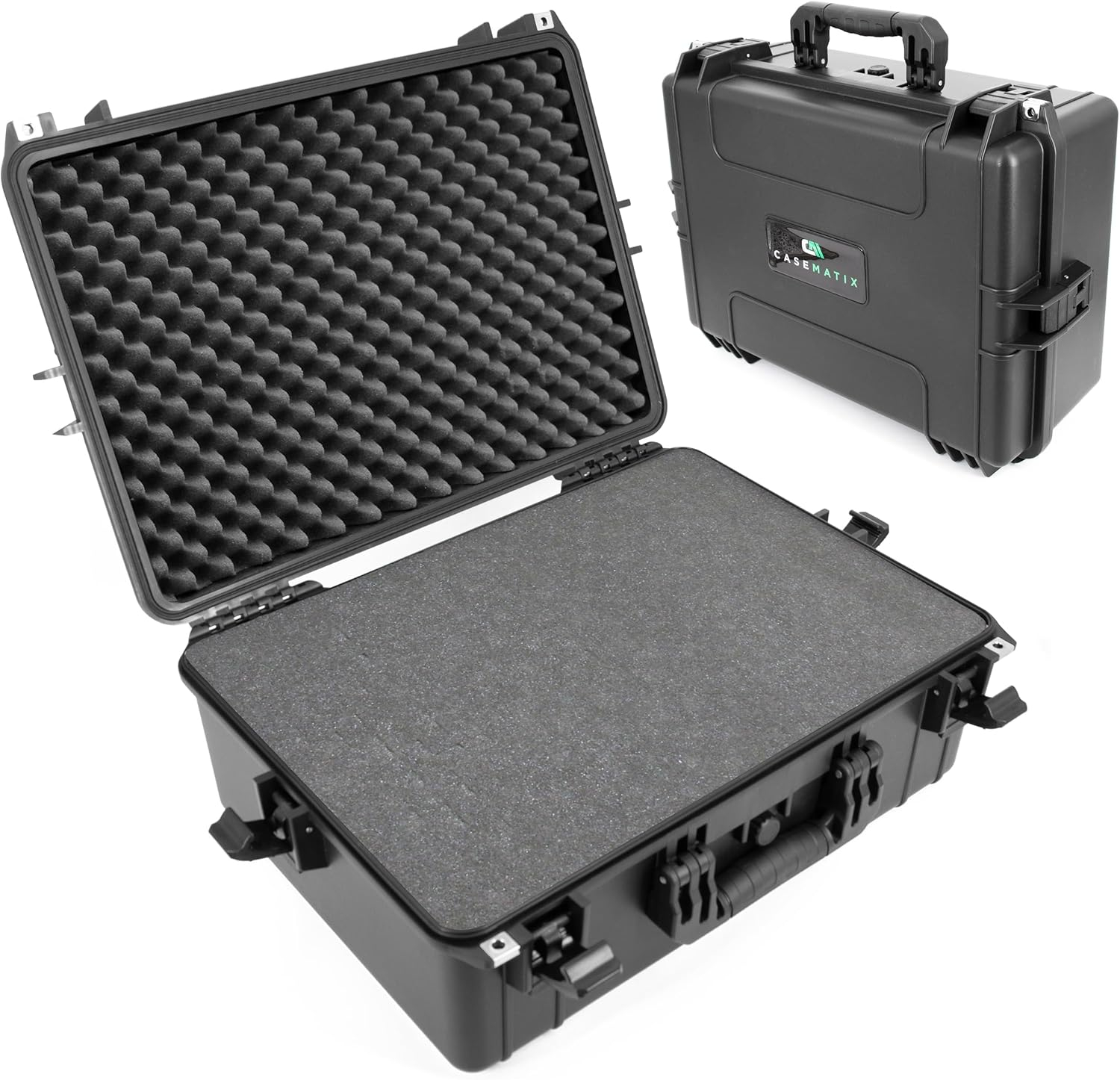 CASEMATIX 23" Waterproof Hard Case with Customizable Foam for Electronics, Tools and Accessories - Hard Shell Plastic Case with Pre-Diced Travel Case Foam Interior
