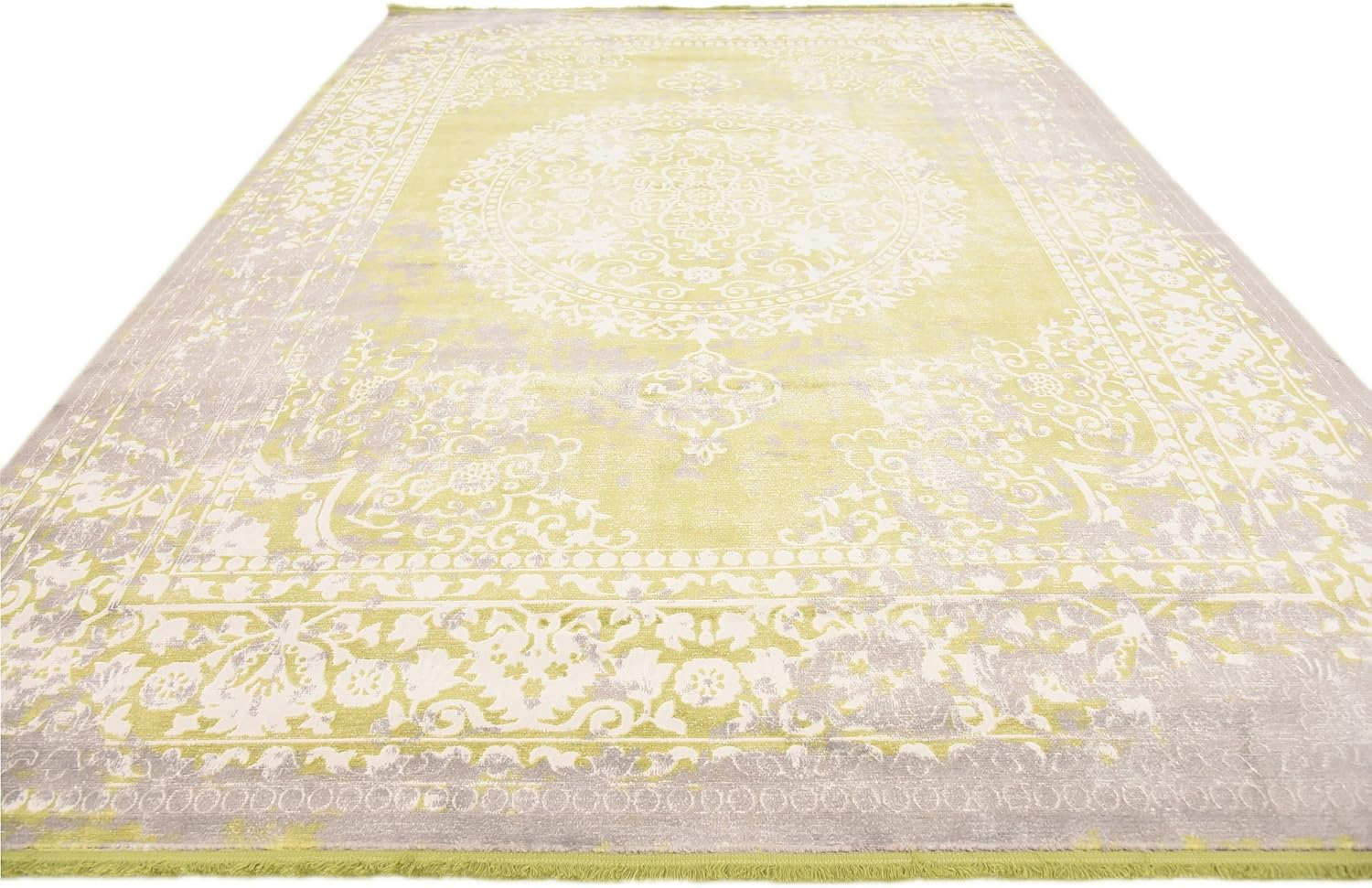 Unique Loom New Classical Collection Area Rug - Olwen (9'x 12' Rectangle, Light Green/ Gray)