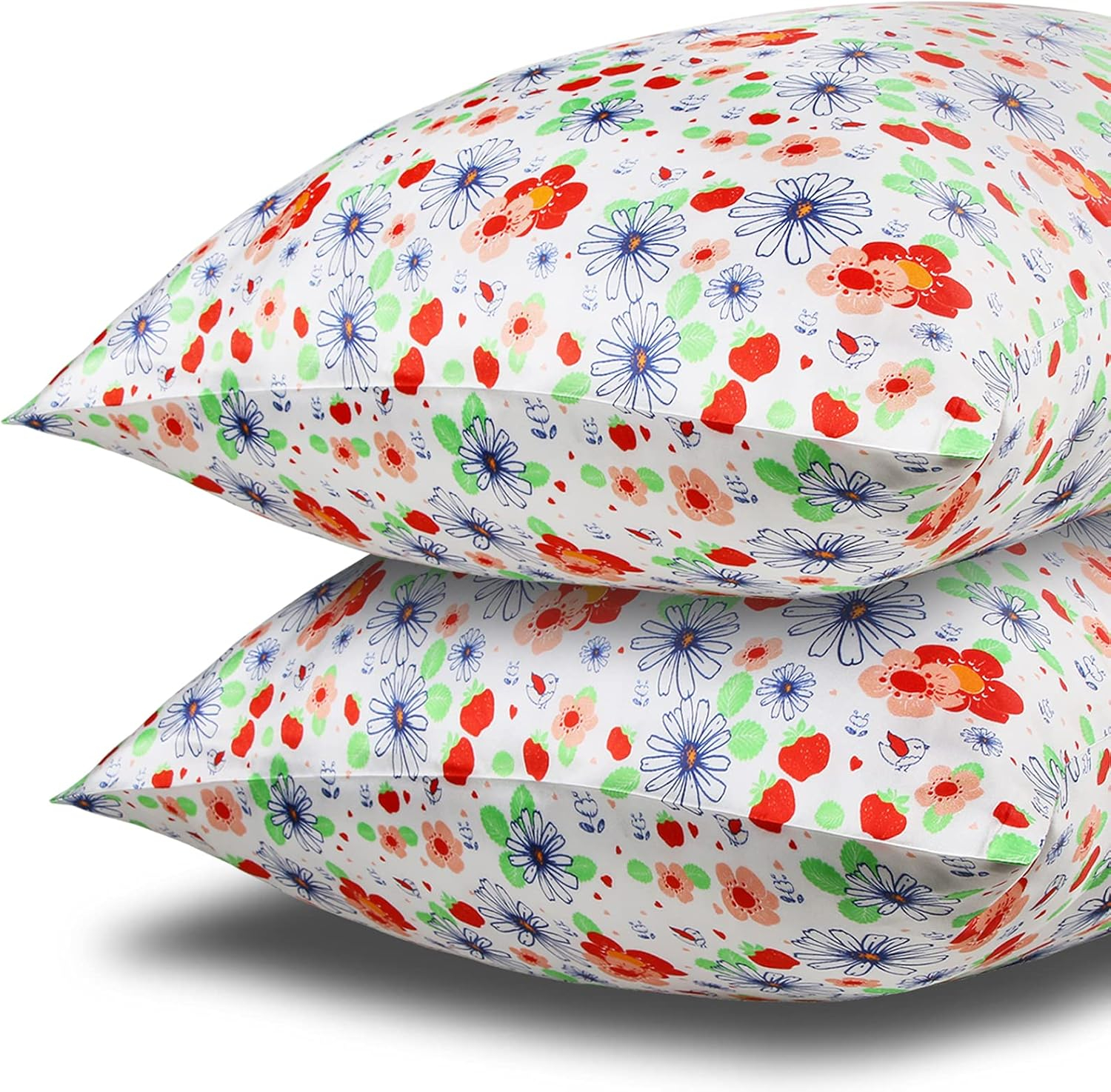 MANSPHIL 22 Momme Silk Paisley Pillowcase, Blue Gray Floral Print, 100% Mulberry Silk Pillow Cases Cover Zipper Closure, Hypoallergenic Beauty Care- Standard Size, 20" x 26"