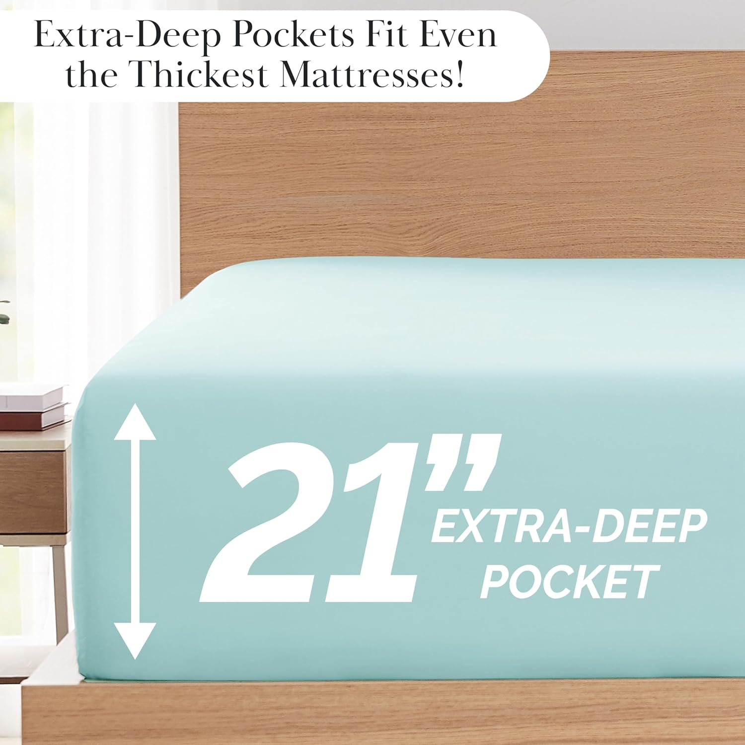 King Sky Blue Microfiber Deep Pocket Sheet Set