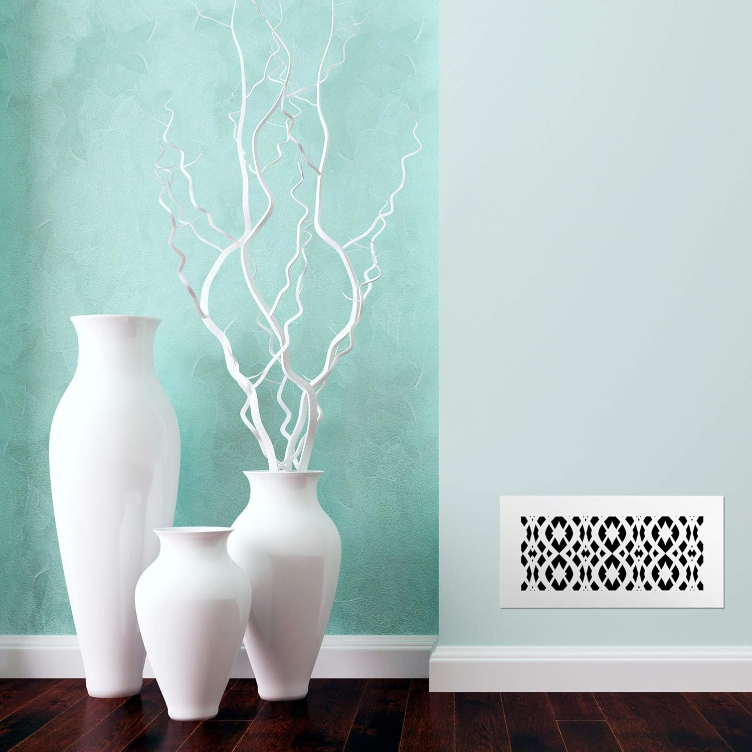 SABA Home Decor Air Vent Cover Grille - Acrylic Fiberglass 6" x 8" Duct Opening (8" x 10" Overall) White Finish Decorative Register Covers for Walls and Ceilings, Charlotte (6" x 8", White)