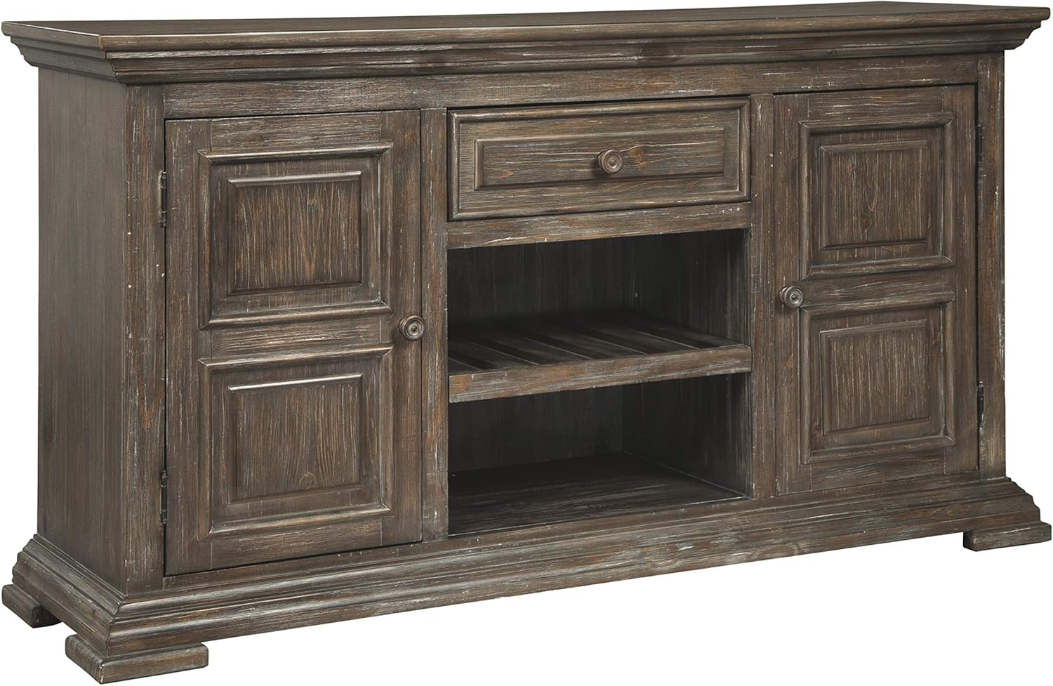 Ashley Furniture Wyndahl 2 Door Wine Rack Server in Rustic Brown