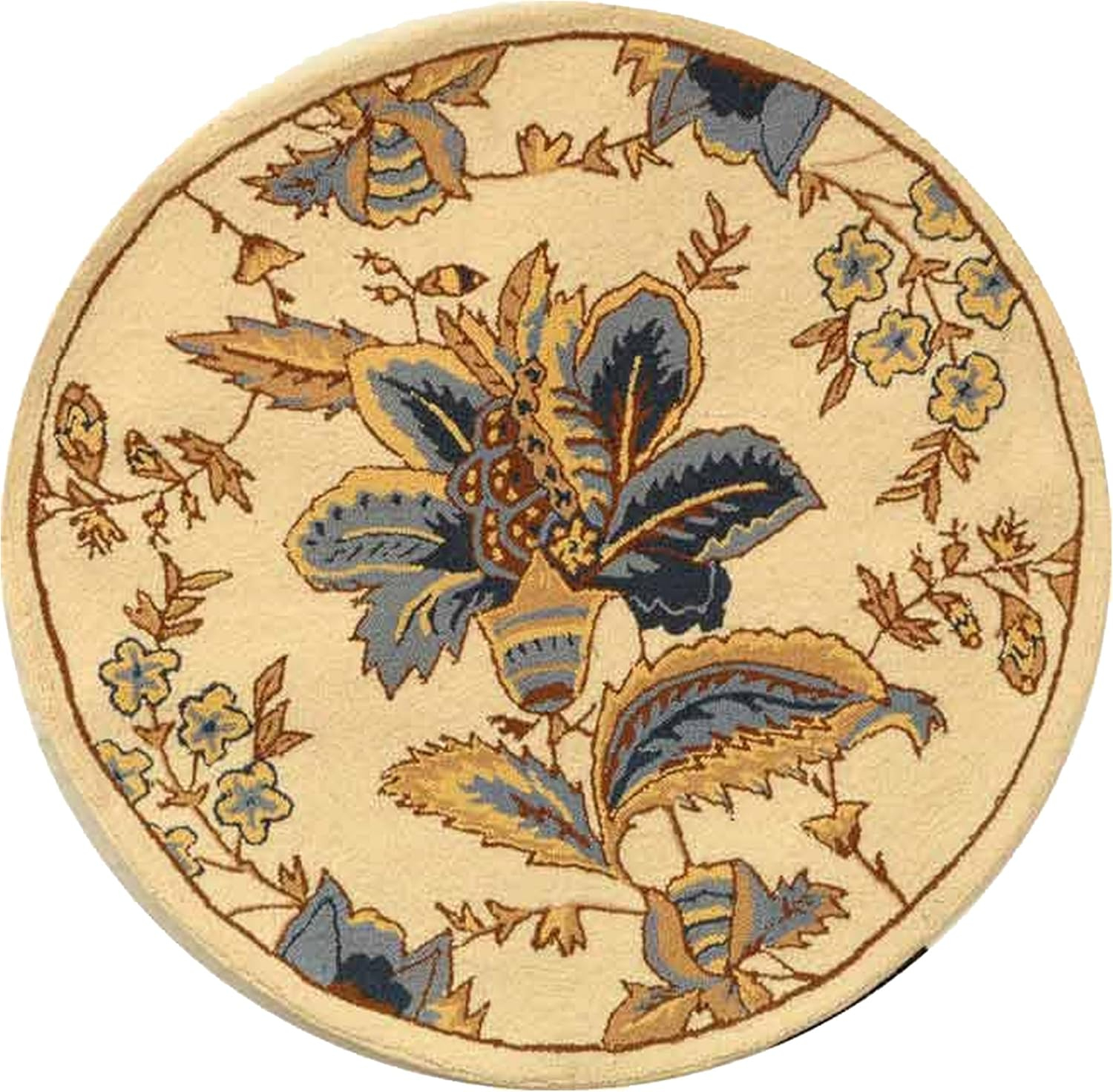 SAFAVIEH Chelsea Garrick Floral Wool Area Rug, Ivory, 3' x 3' Round