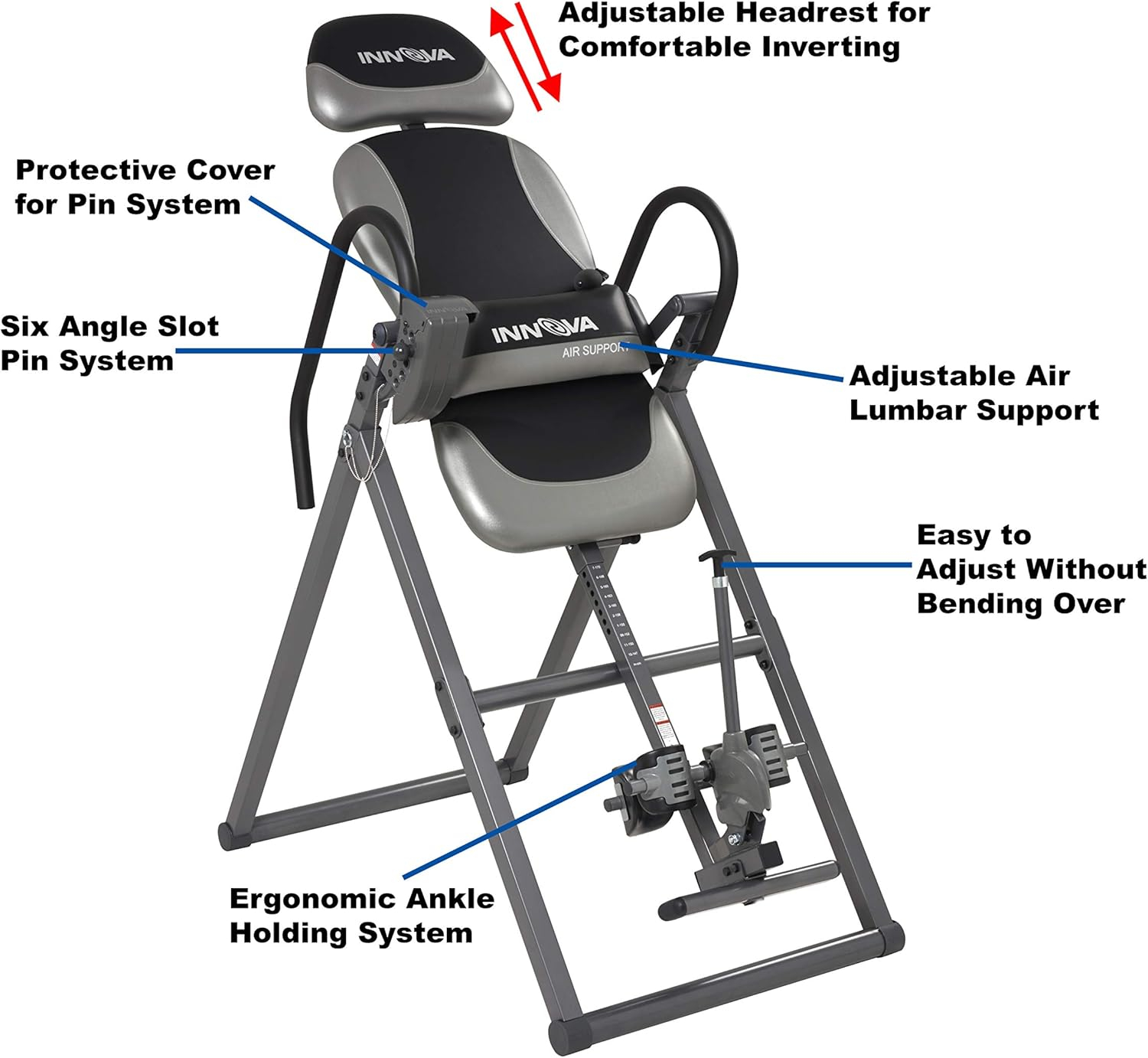 Innova ITX9900 Inversion Table with Air Lumbar Support, Black/Gray