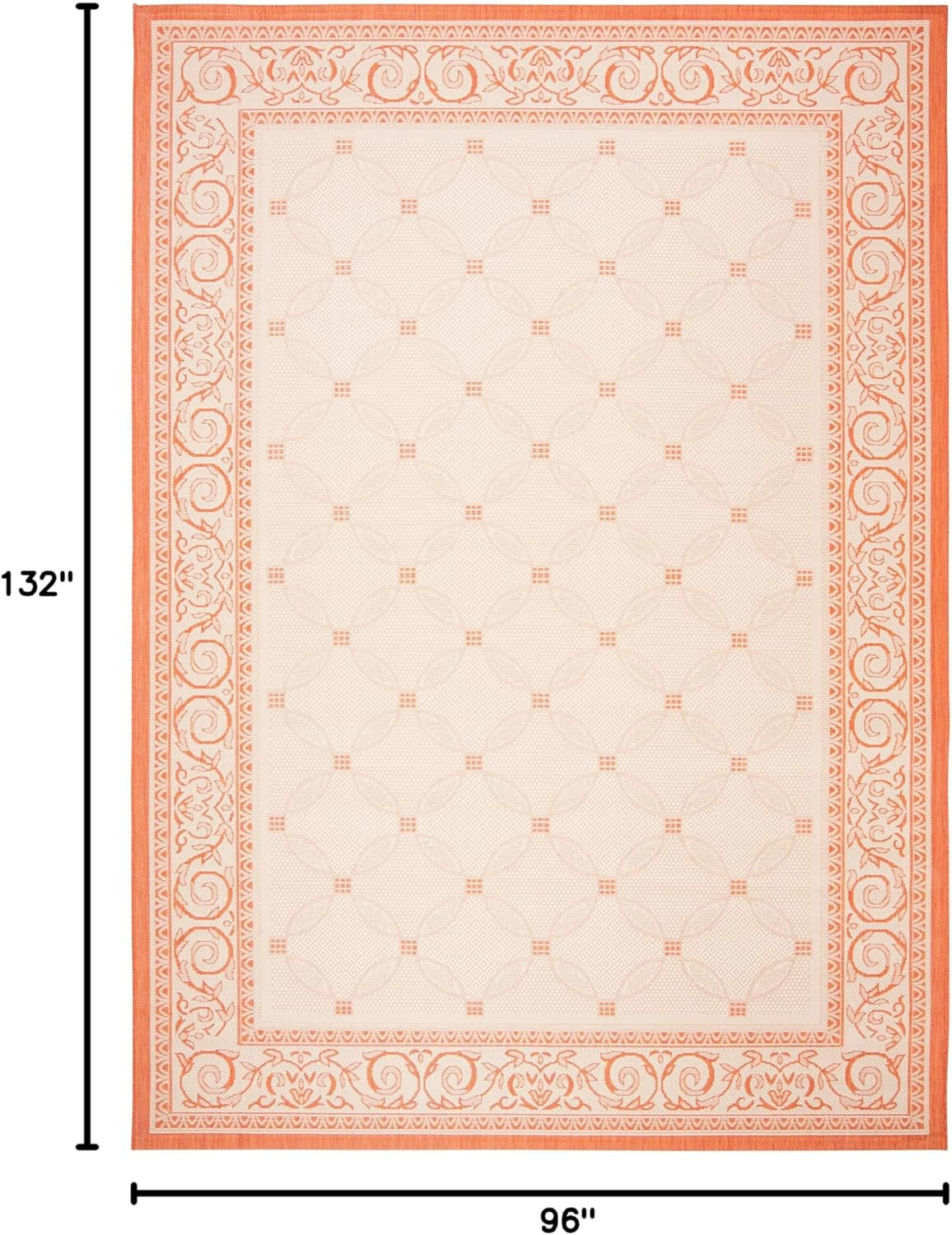 SAFAVIEH Courtyard Gaus Geometric Indoor/Outdoor Area Rug, 8' x 11', Natural/Terracotta