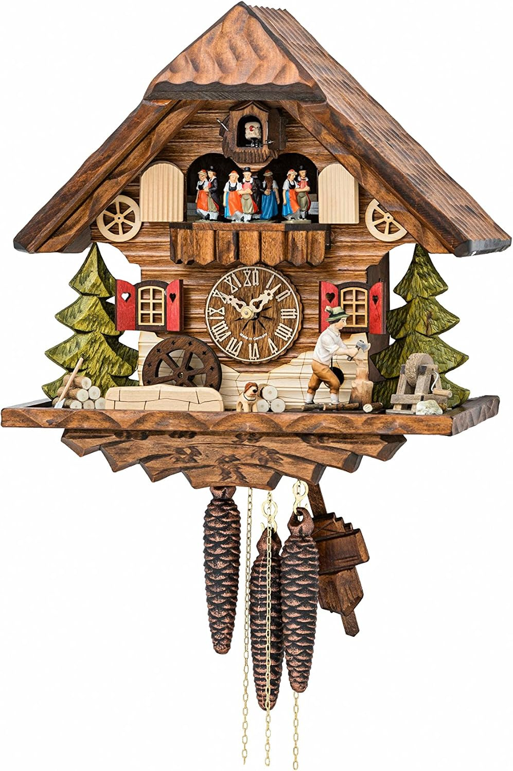 Cuckoo Clock Black forest house, turning mill-wheel KA 3709 EX