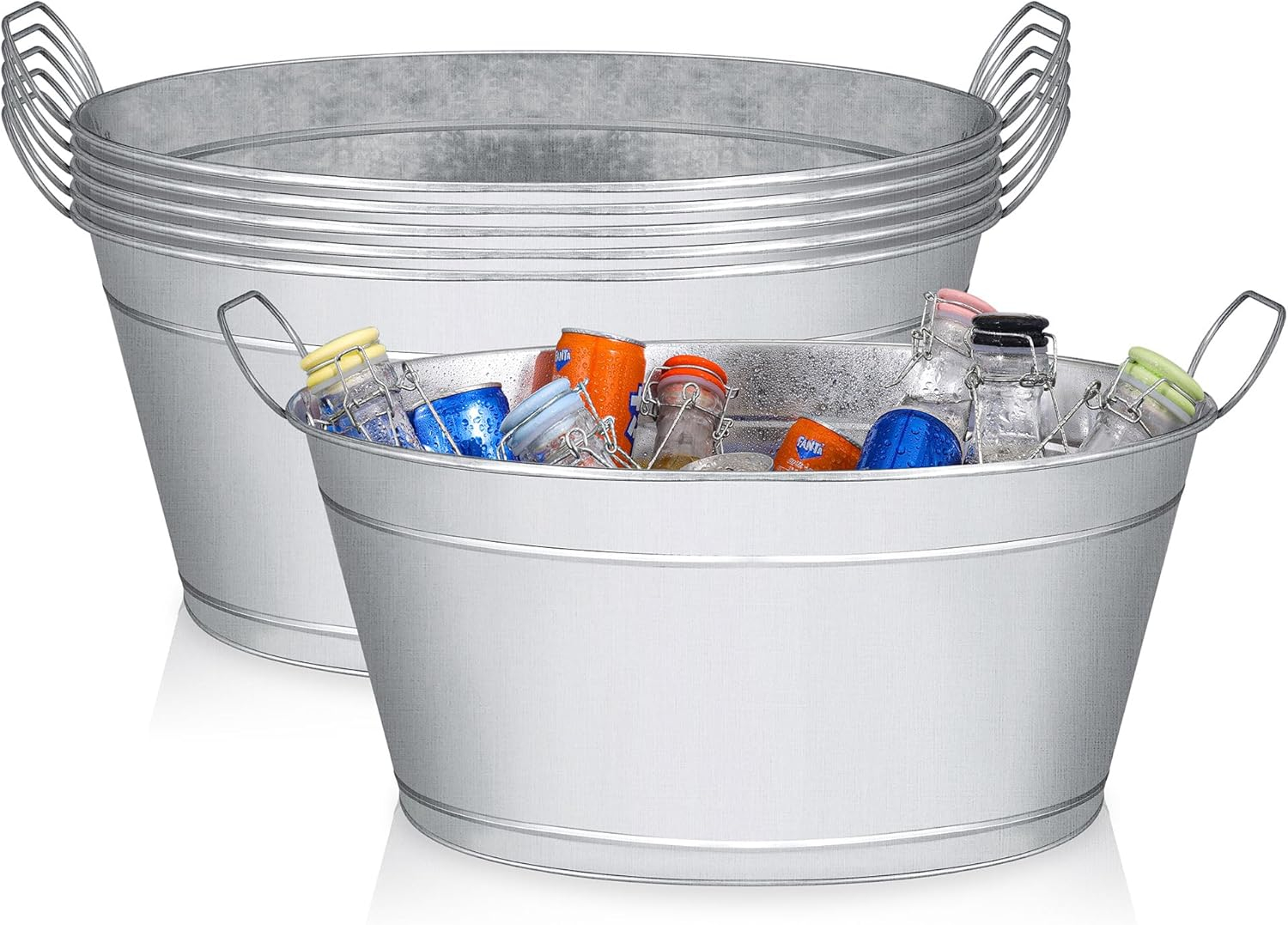 Large Galvanized Tin Beverage Tub Set for Parties