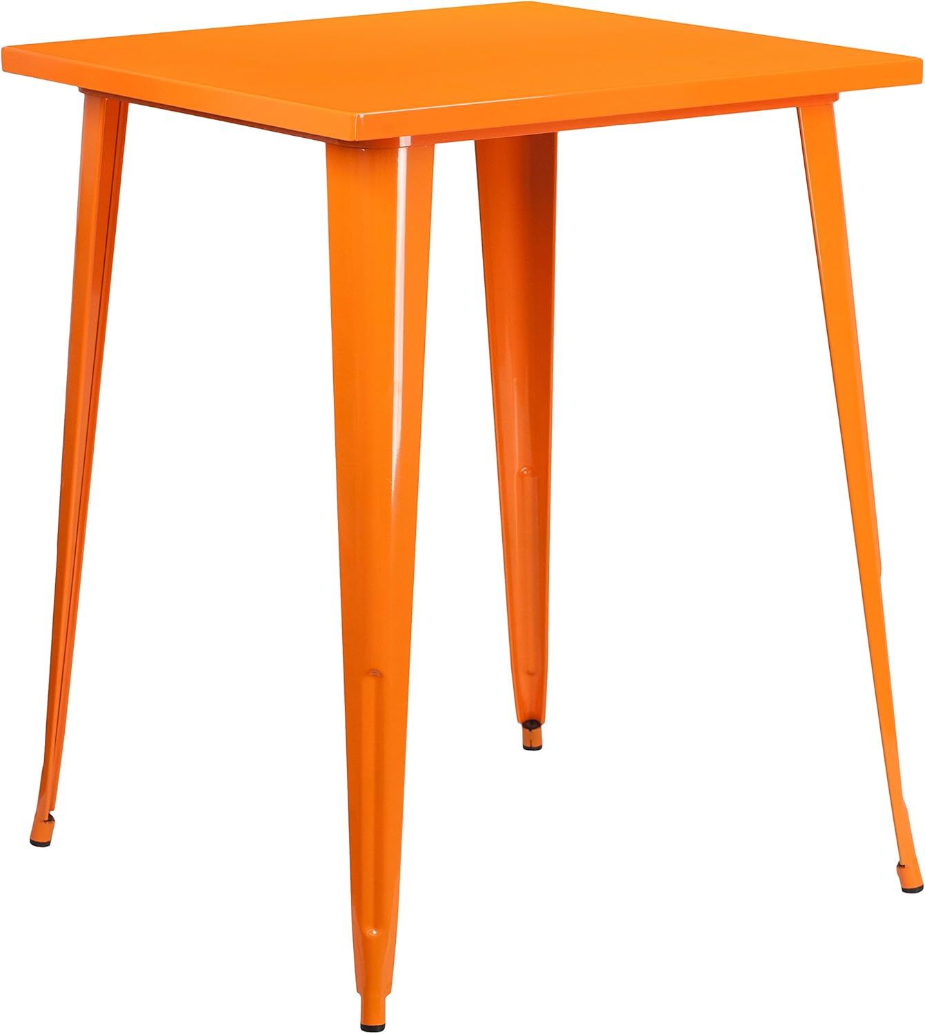 Flash Furniture Commercial Grade 31.5" Square Orange Metal Indoor-Outdoor Bar Height Table