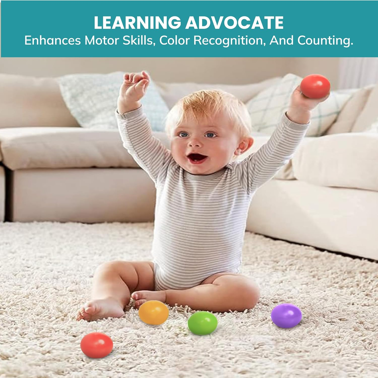 Botabee Set of 5 Multi-Colored Replacement Balls for Ball Popper Toys in Assorted Colors - Vibrant and Durable Plastic