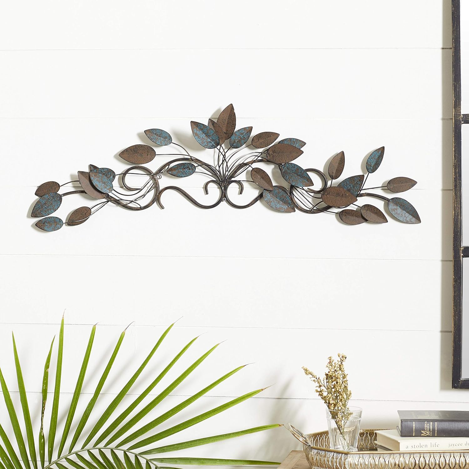 DecMode Multi Colored Metal Leaf Wall Decor