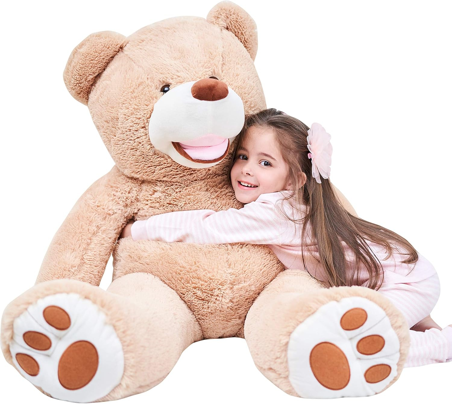 IKASA Giant Teddy Bear Stuffed Animal Plush Toy,Large Jumbo 39" Brown Huge Cute Soft Toys,Big Size Fluffy Plushy Fat Oversized Plushie,Gifts for Kids Girls Boys Girlfriend Children